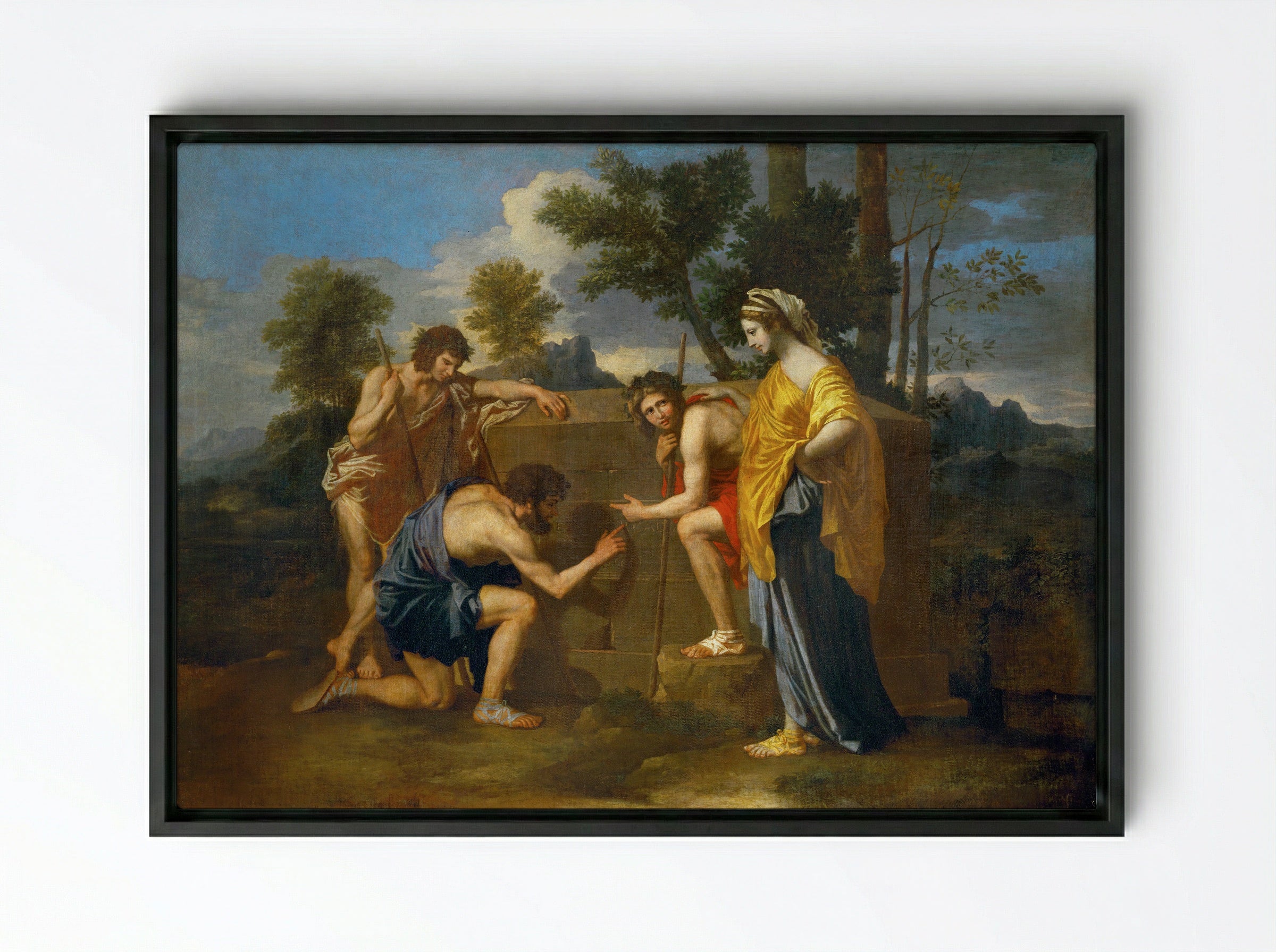 Et in Arcadia ego - Nicolas Poussin - Framed Canvas Black
