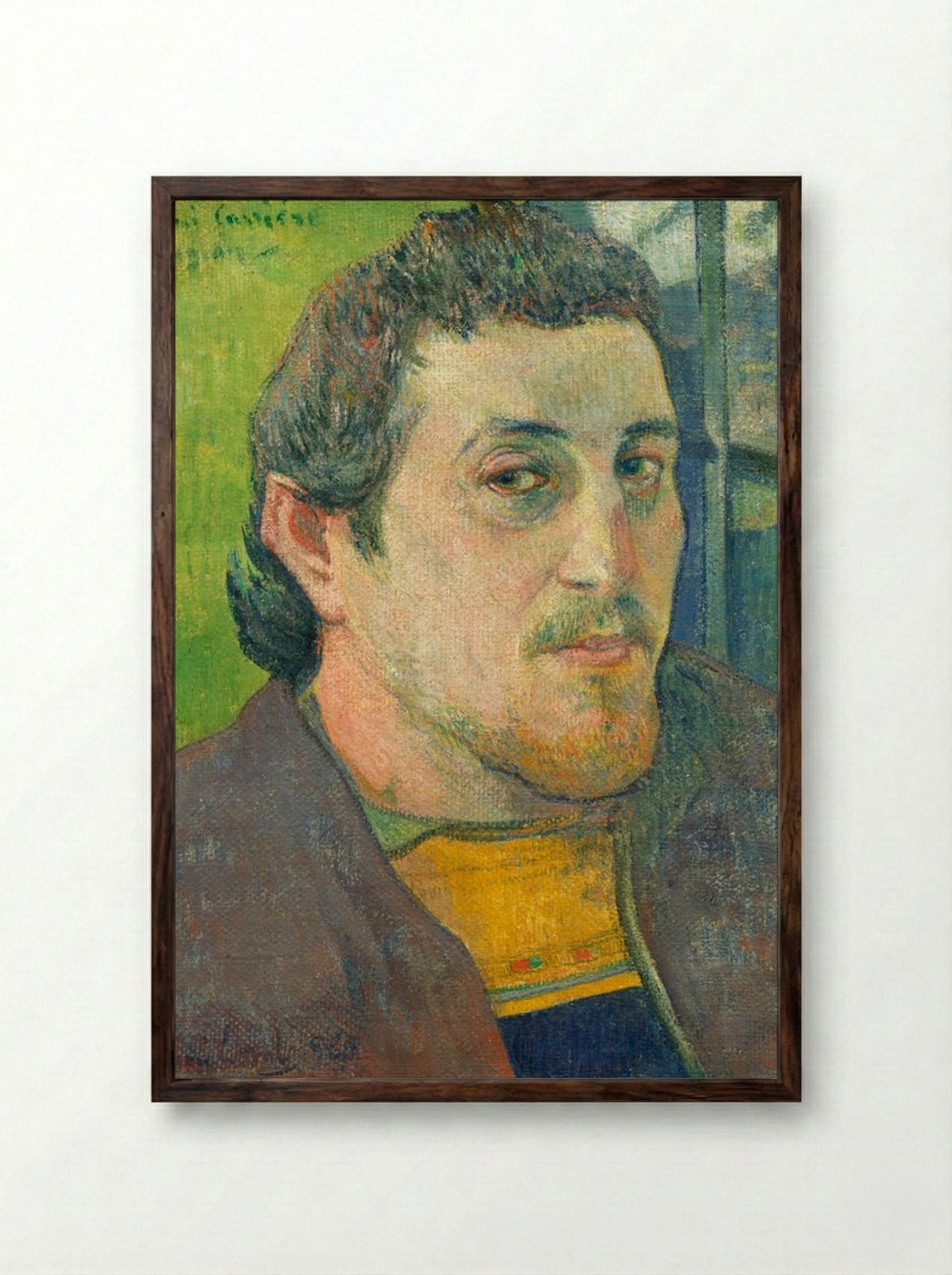 Self-Portrait Dedicated to Carrière - Paul Gauguin - Framed Print Dark Wood
