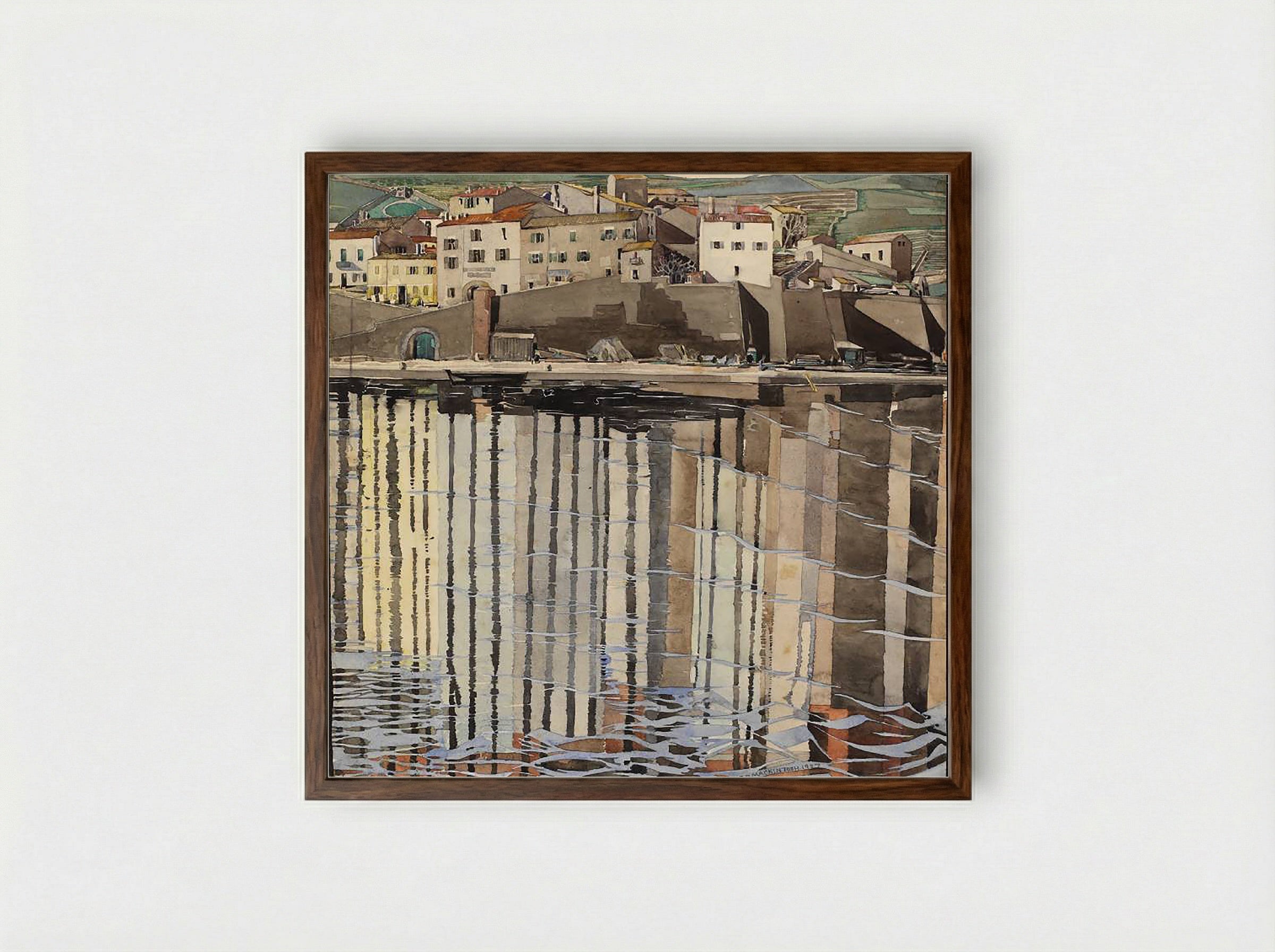 La Rue du Soleil, Port Vendres - Charles Robert Mackintosh - Framed Print Dark Wood