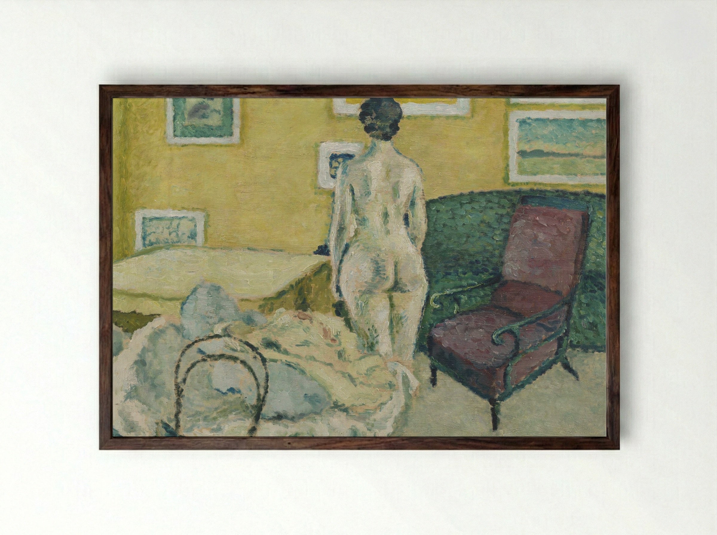 Model Figure in Interior - Harald Giersing - Framed Print Dark Wood