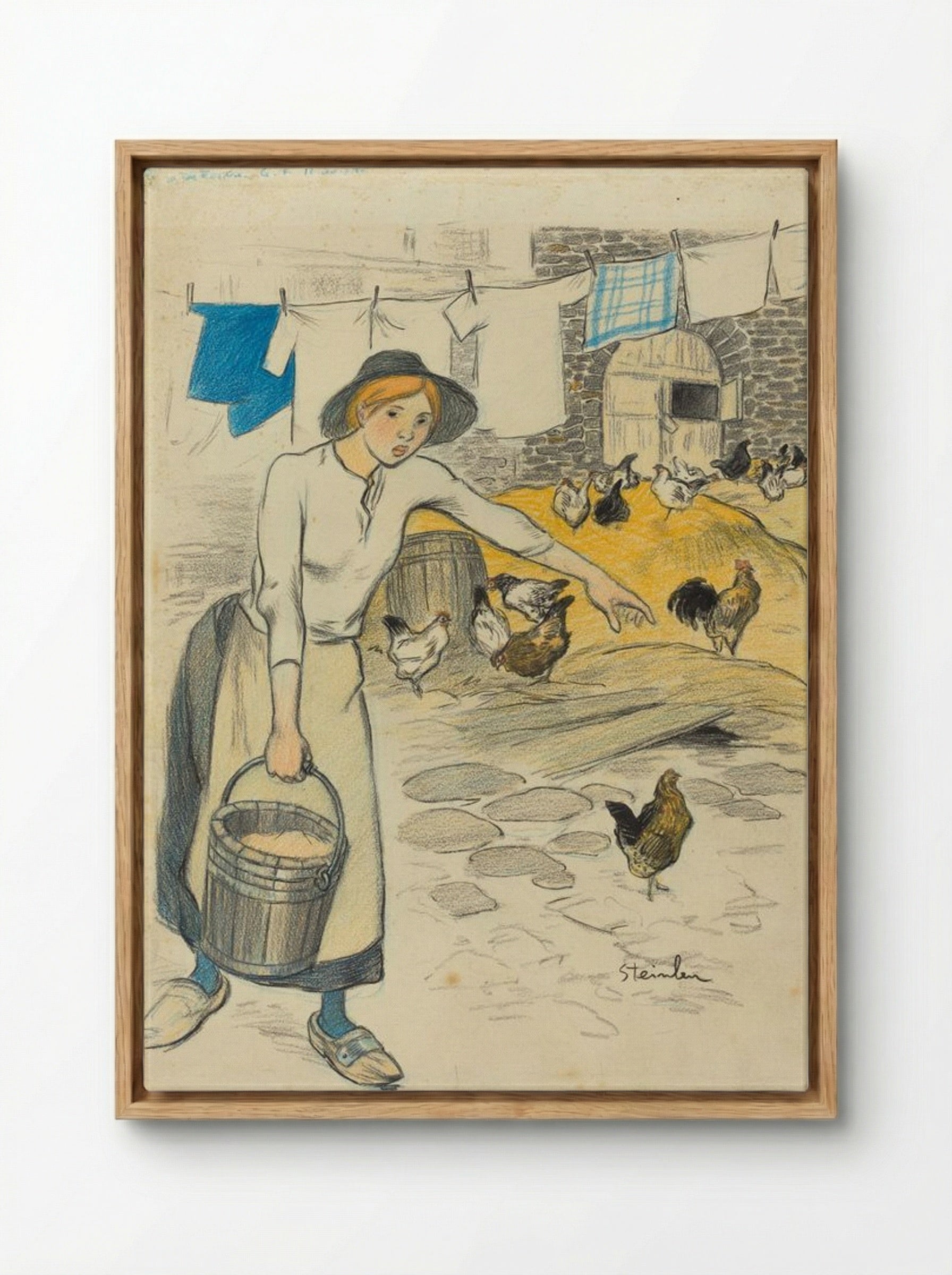 Fille de Ferme - Théophile Alexandre Steinlen - Framed Canvas Wood
