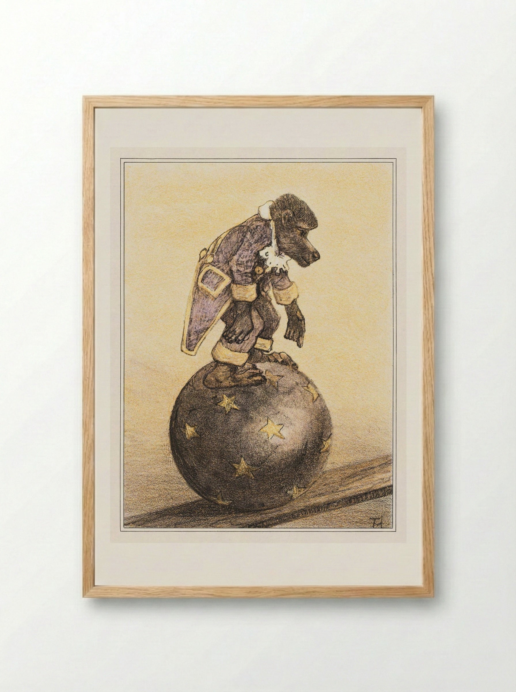 Aap op bal (Monkey on a Ball) - Theo van Hoytema - Framed Print Wood