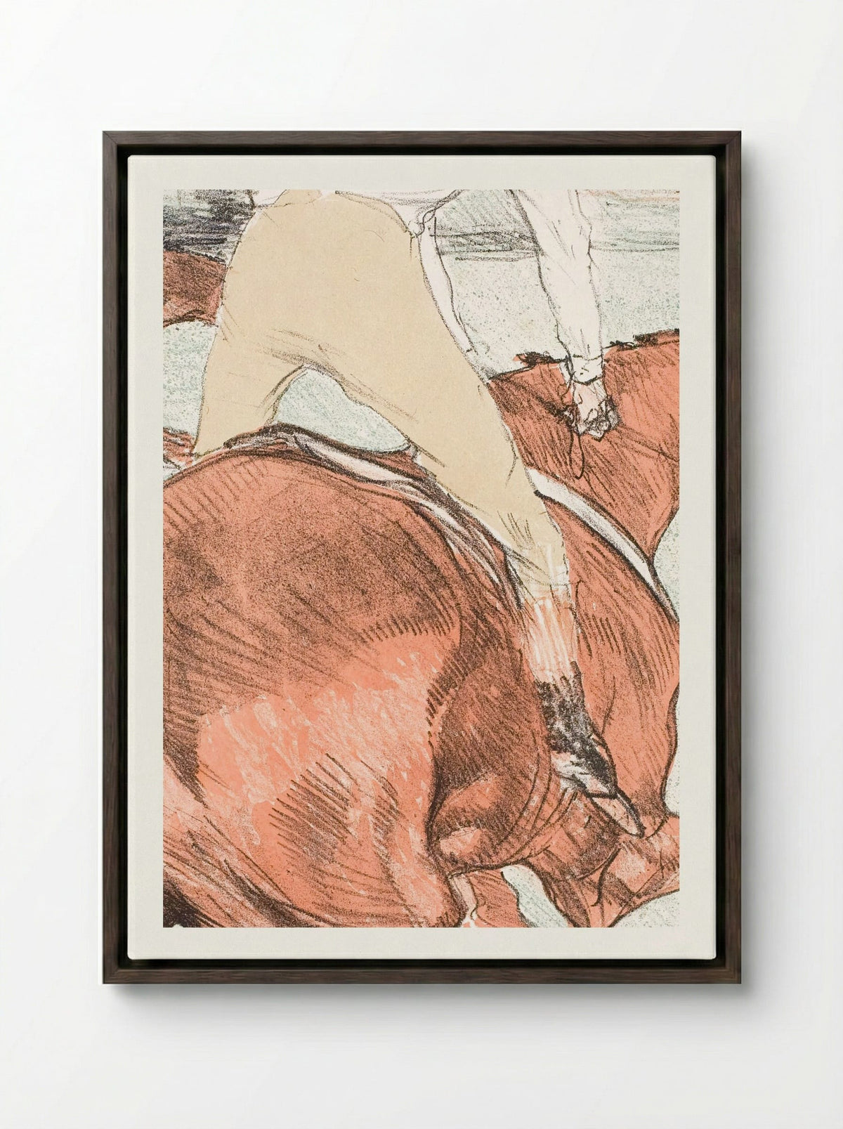 Le Jockey - Henri de Toulouse-Lautrec - Framed Canvas Dark Wood