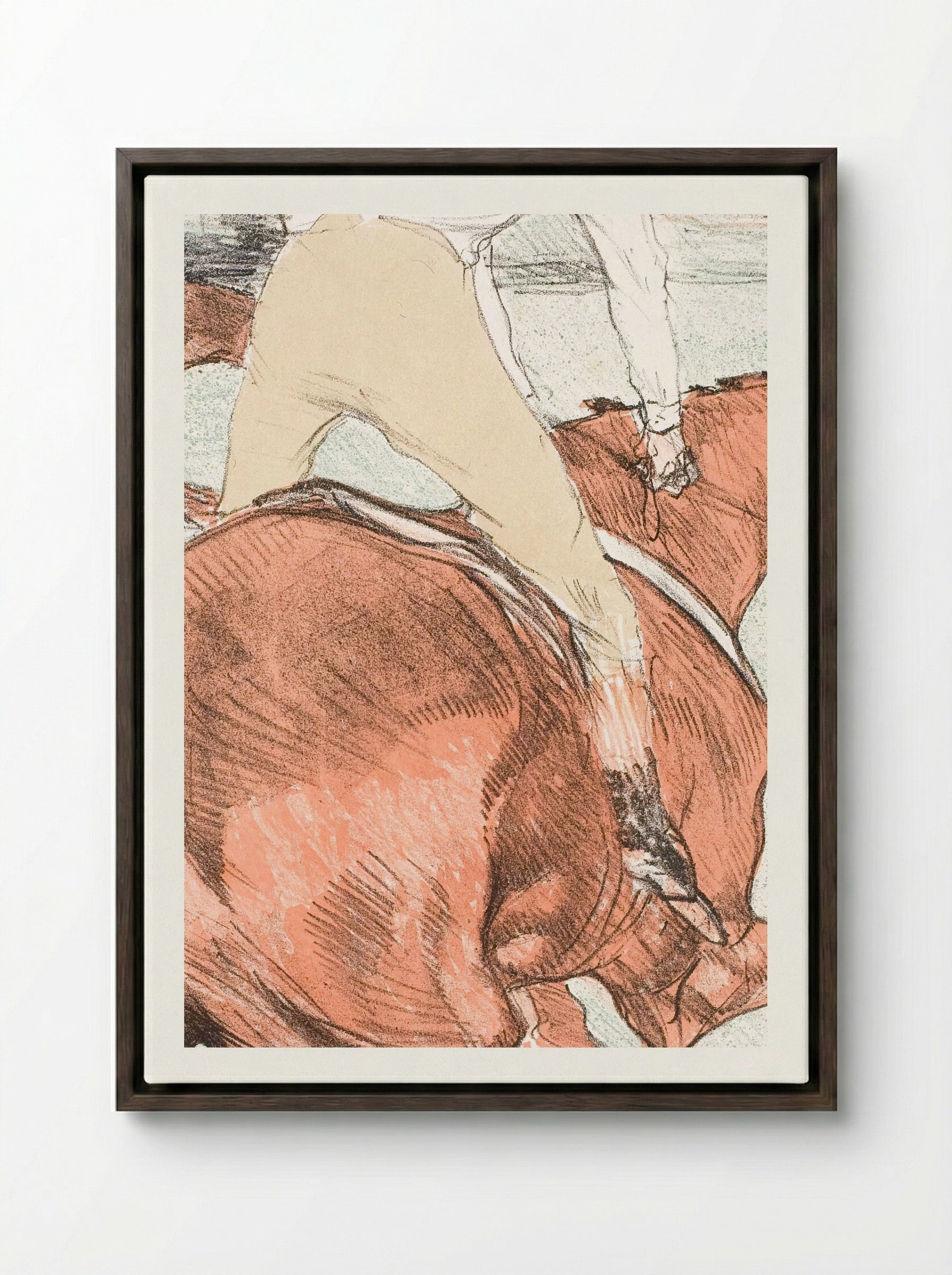Le Jockey - Henri de Toulouse-Lautrec - Framed Canvas Dark Wood