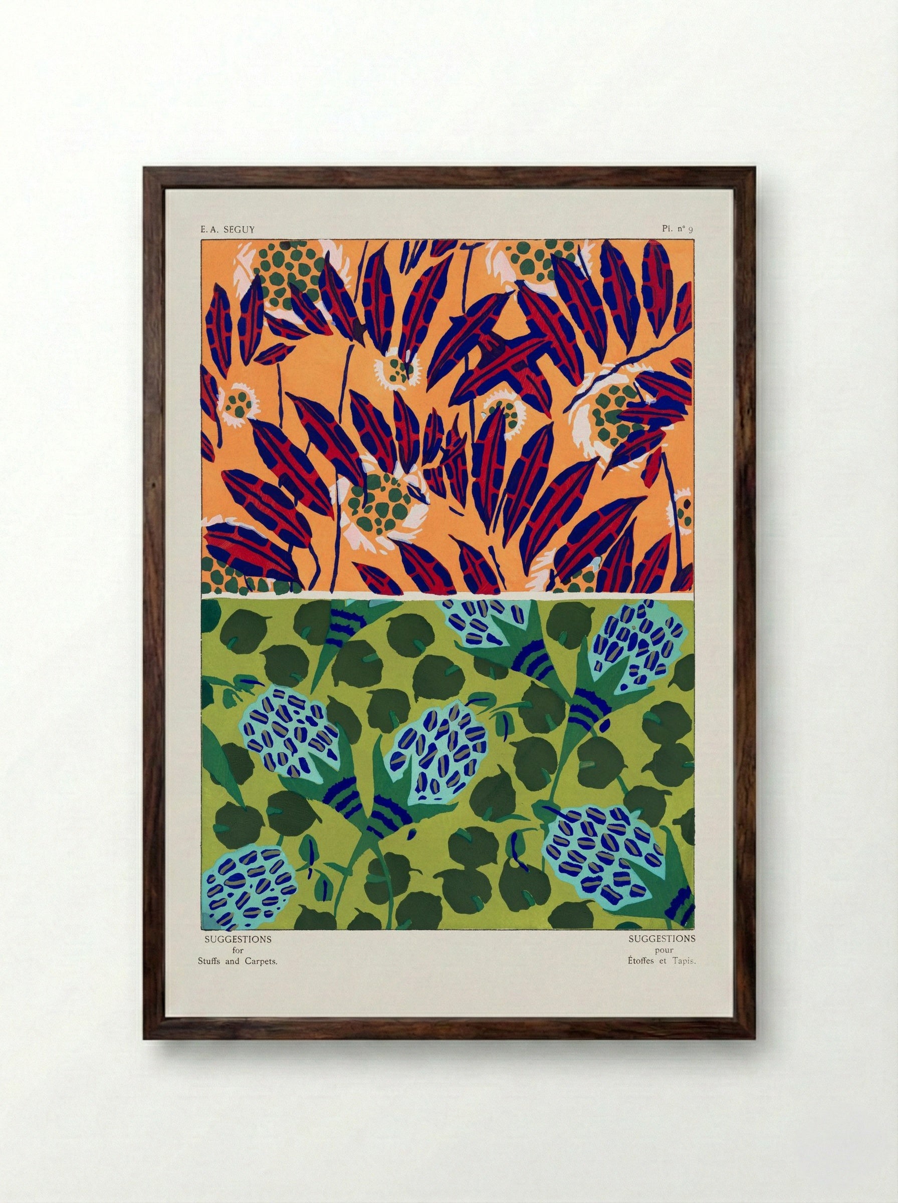 Suggestions for Stuffs and Carpets, Plate 9 - Émile-Allain Séguy - Framed Print Dark Wood