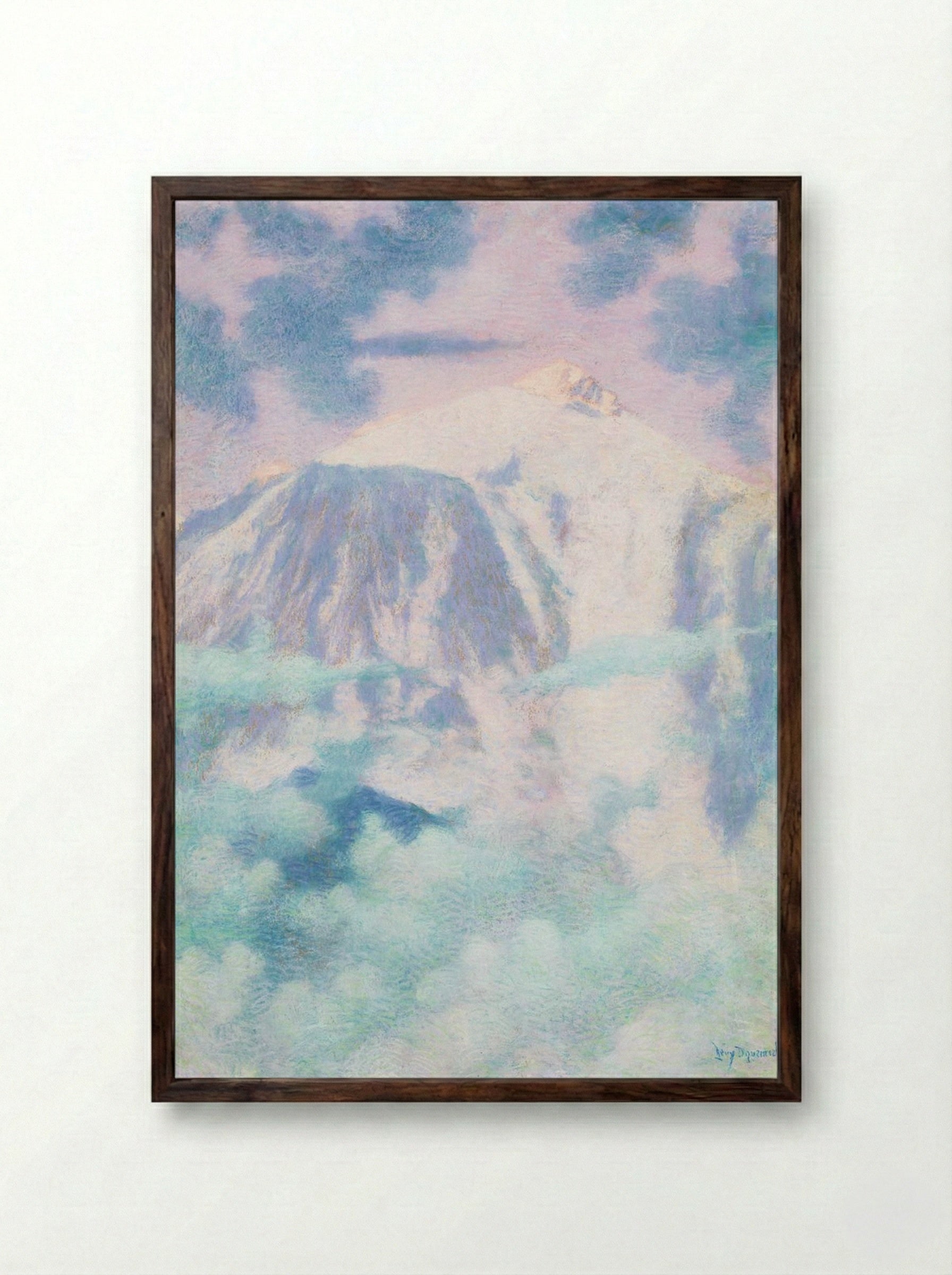 Mountain Peak in Mist - Lévy-Dhurmer - Framed Print Dark Wood