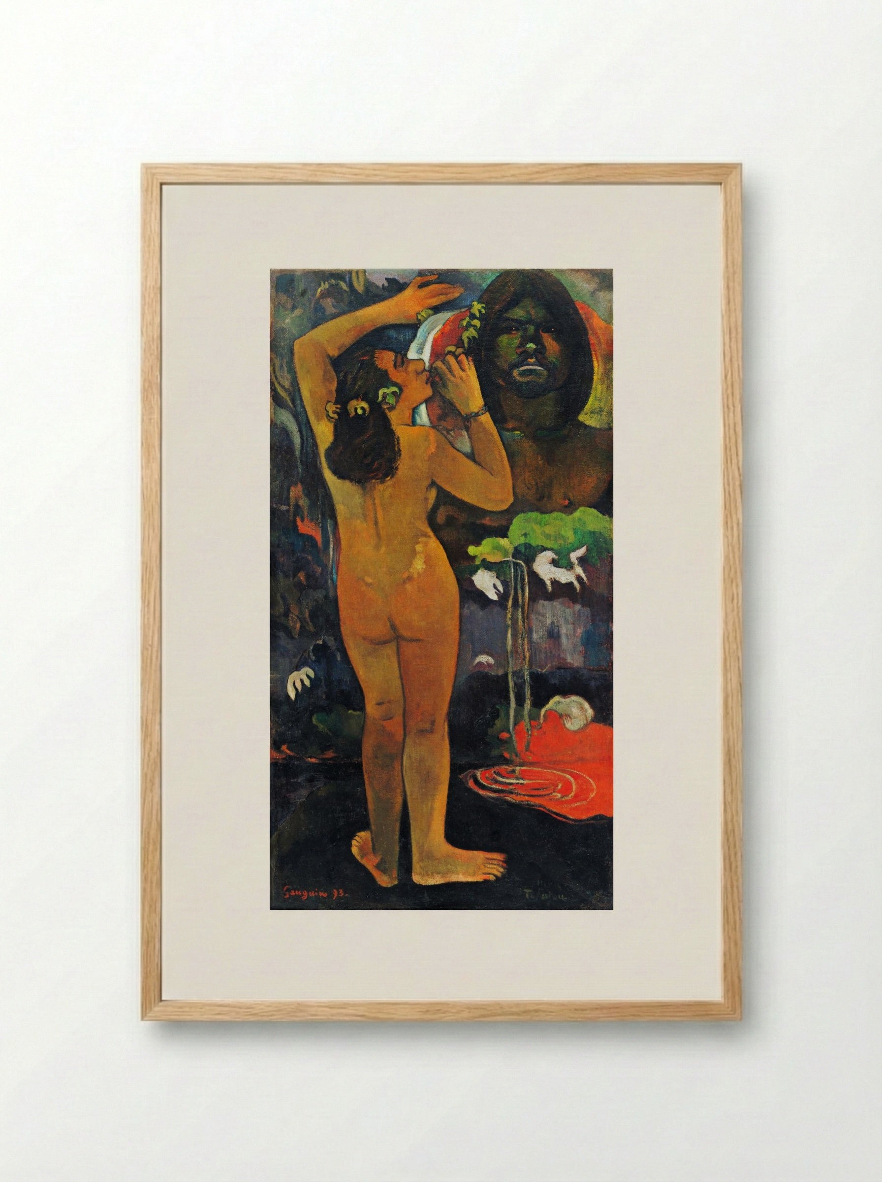 The Moon and the Earth (Hina tefatou) - Paul Gauguin - Framed Print Wood