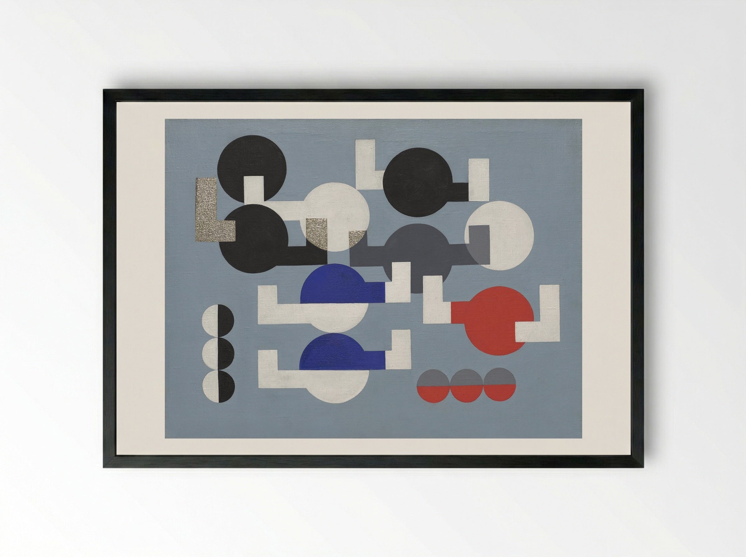 Composition of Circles and Overlapping Angles - Fine Art Print - Framed Print Black
