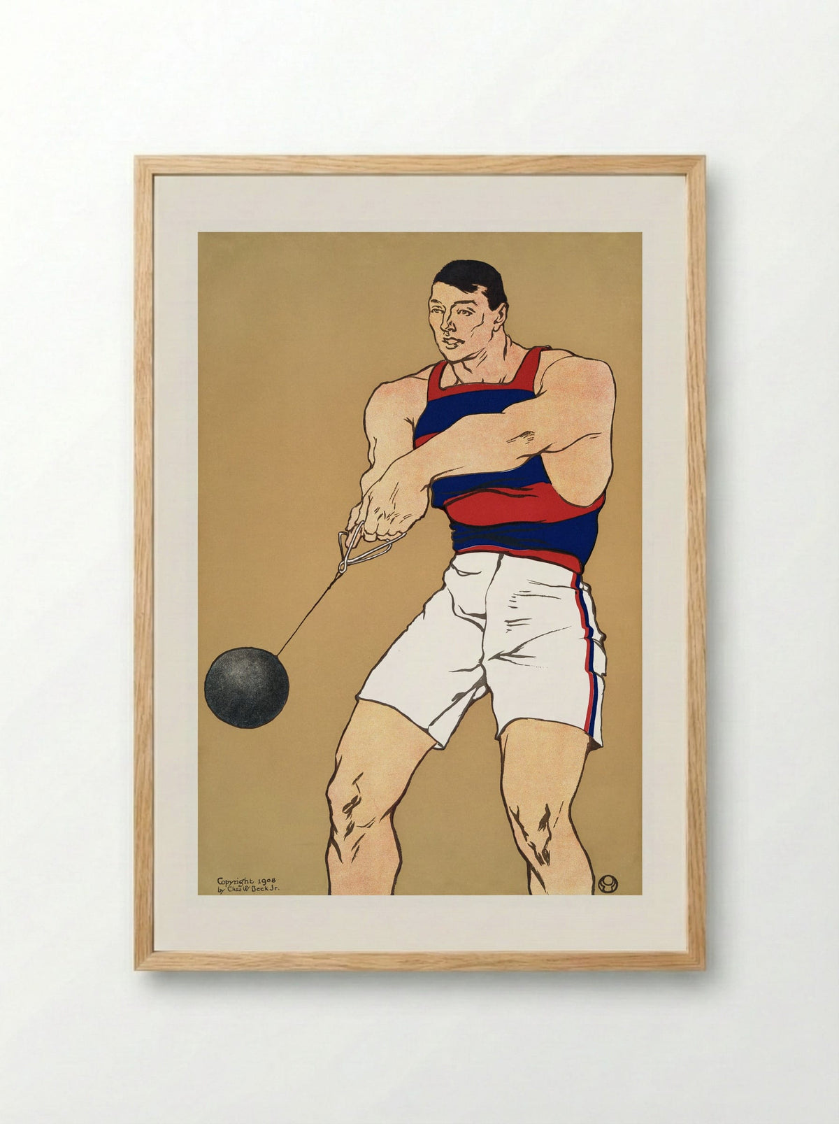 Hammer Throw - Edward Penfield - Framed Print Wood