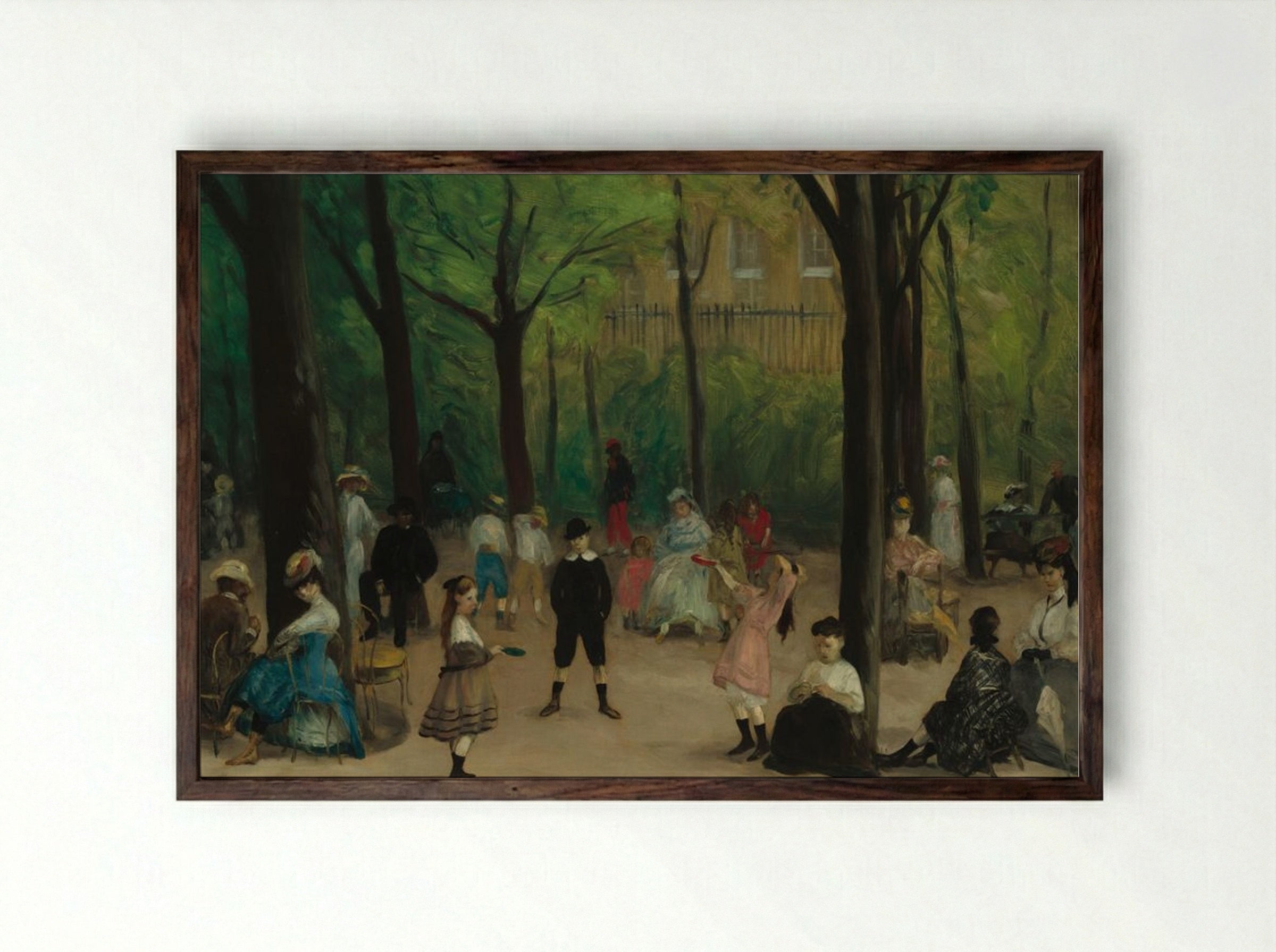 Luxembourg Gardens - William James Glackens - Framed Print Dark Wood