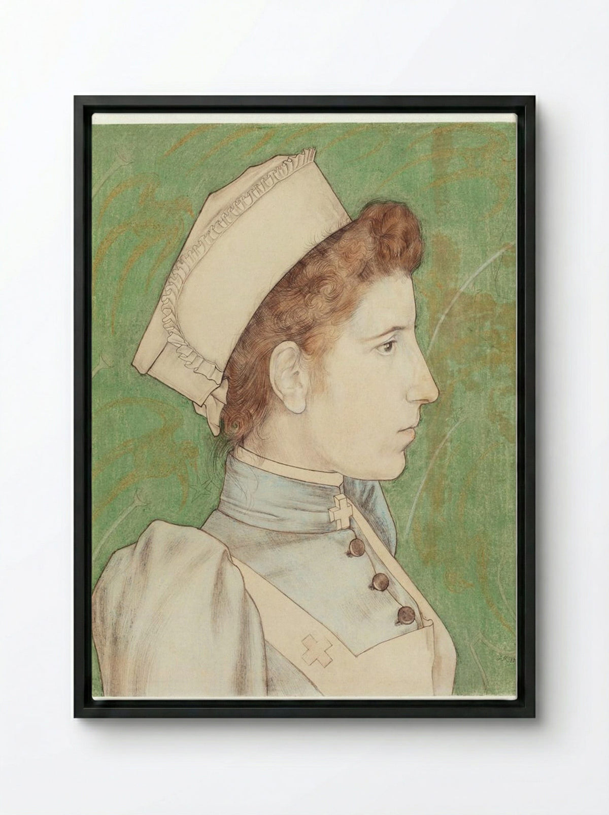 Portrait of Nurse Nelly - Jan Toorop - Framed Canvas Black