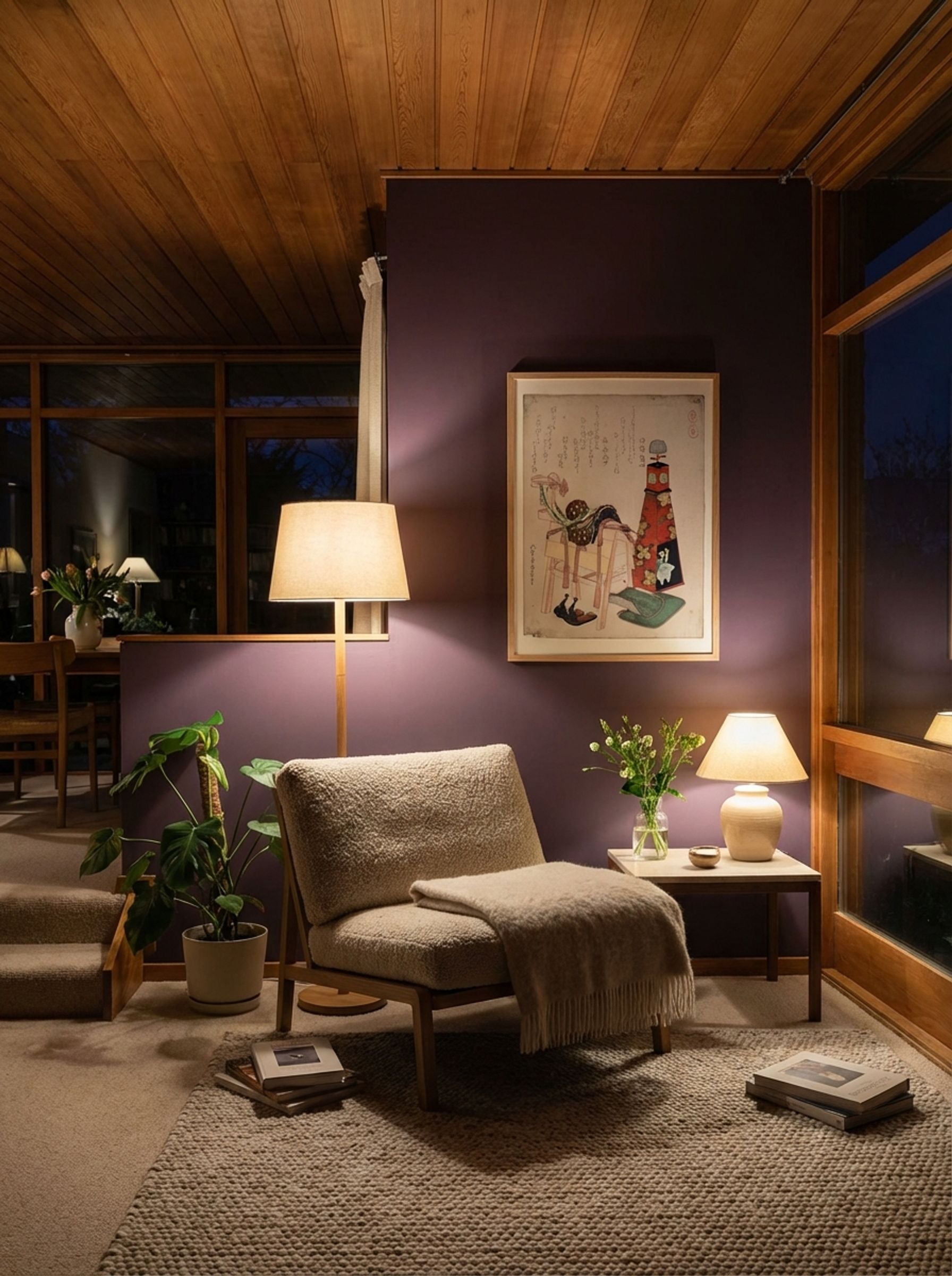 Wooden Horse and Andon Lamp - Fine Art Print - Lifestyle