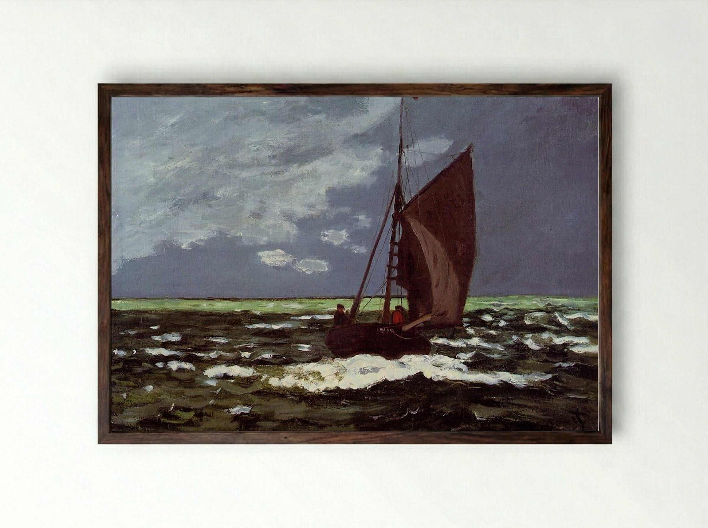 Stormy Seascape - Eugène Boudin - Framed Print Dark Wood
