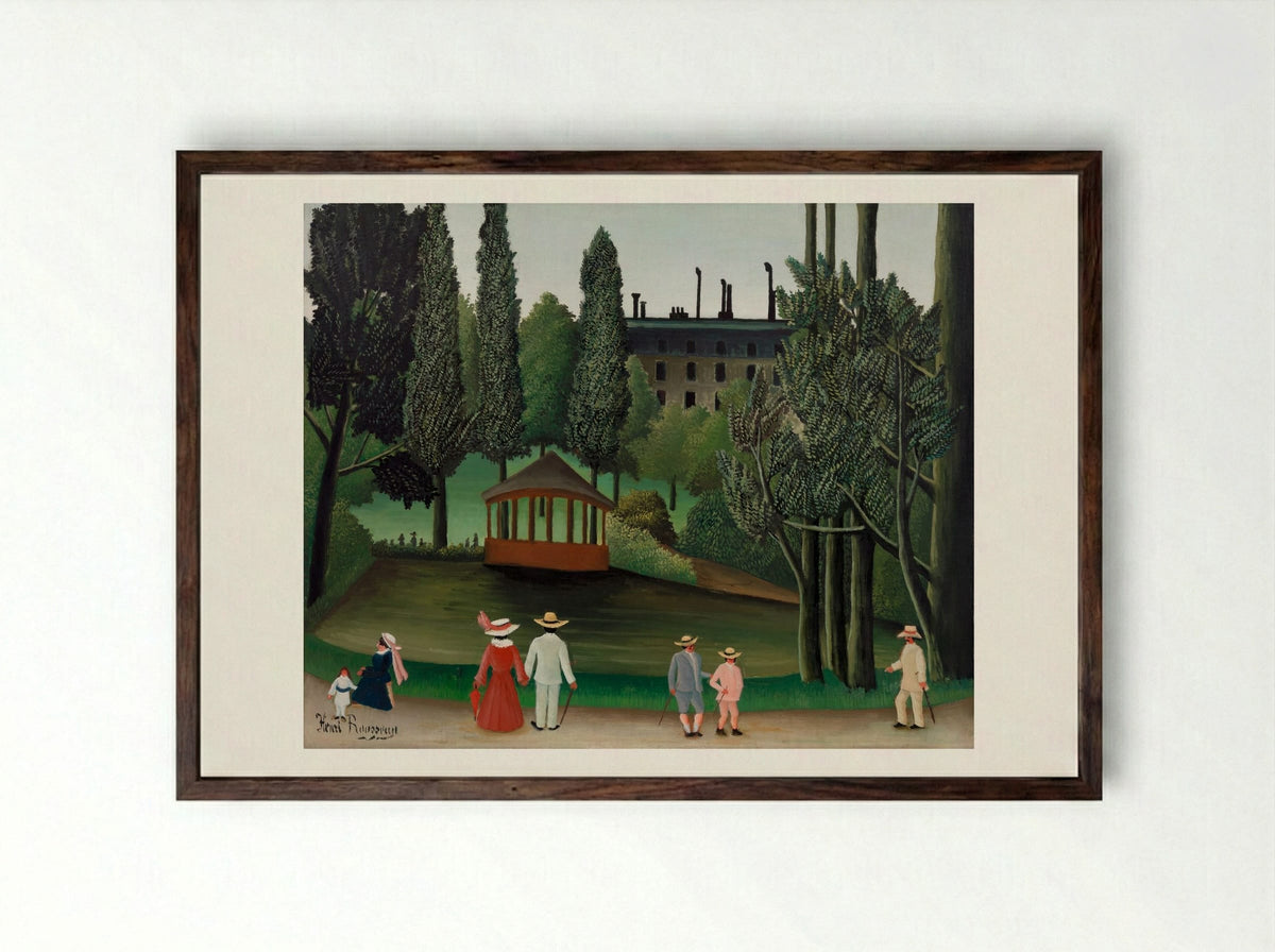 View of Montsouris Park, the Kiosk - Henri Rousseau - Framed Print Dark Wood