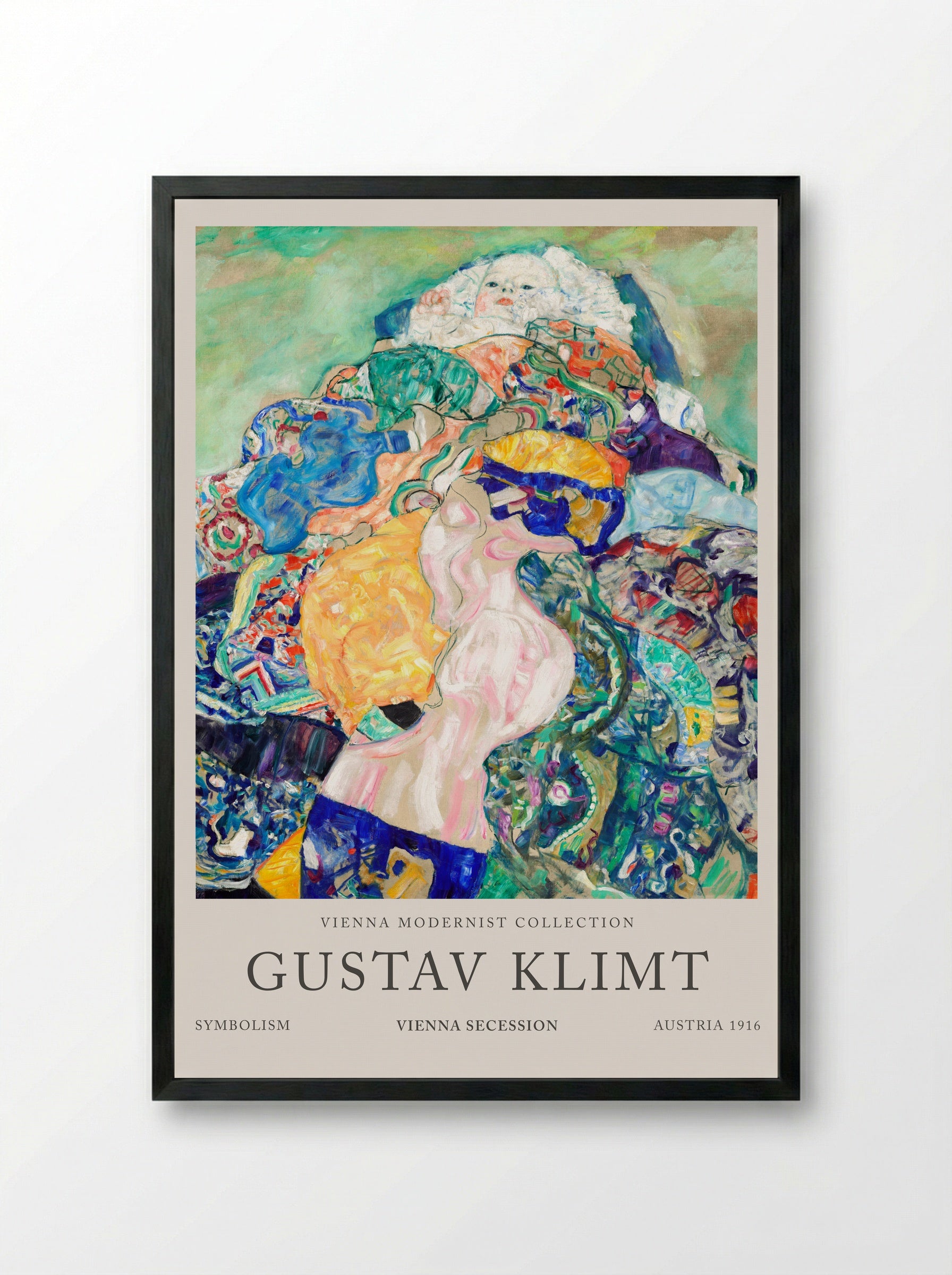 Baby (Cradle) - Gustav Klimt - Framed Print Black