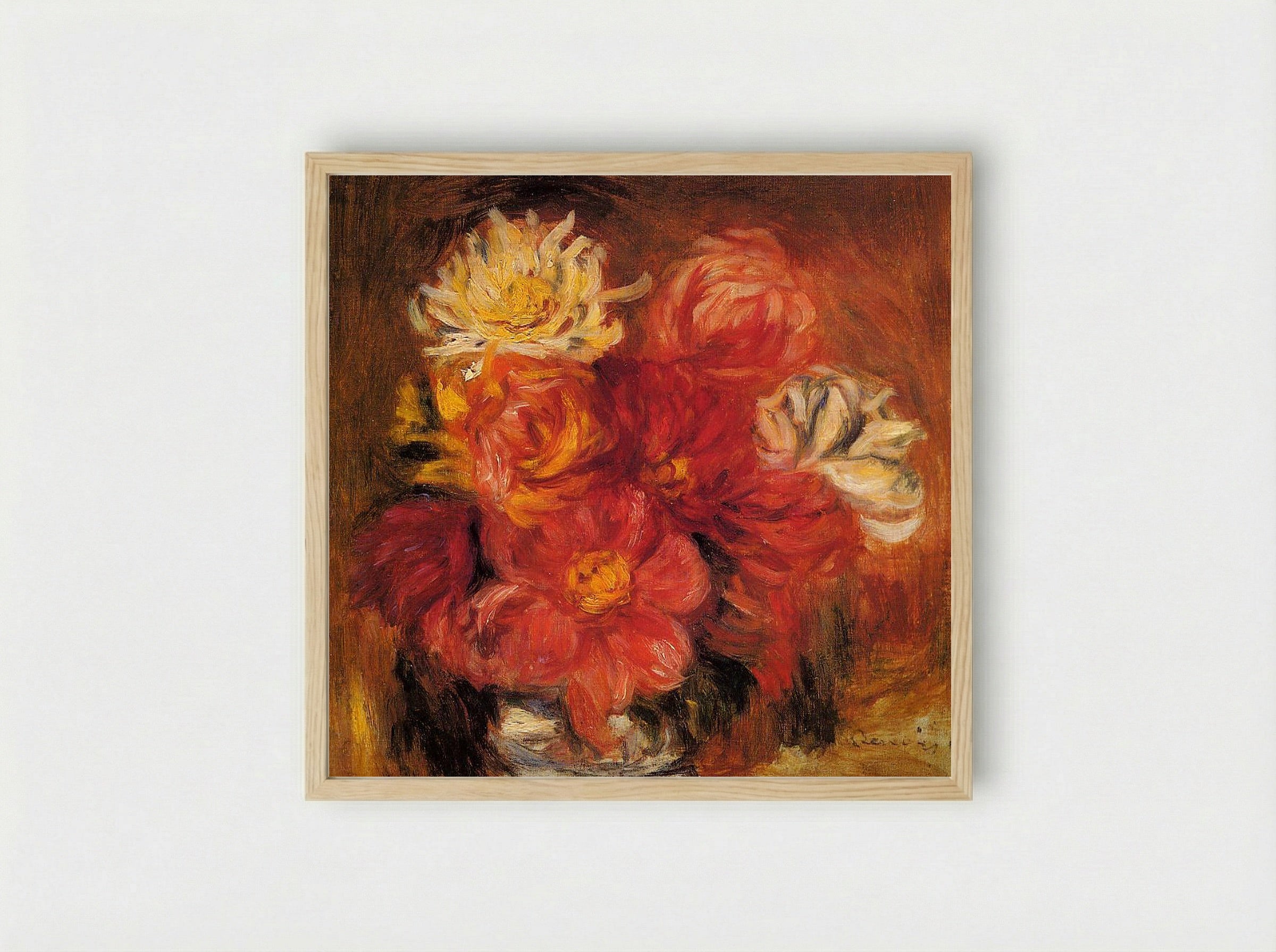 Dahlias - Pierre-Auguste Renoir - Framed Print Wood