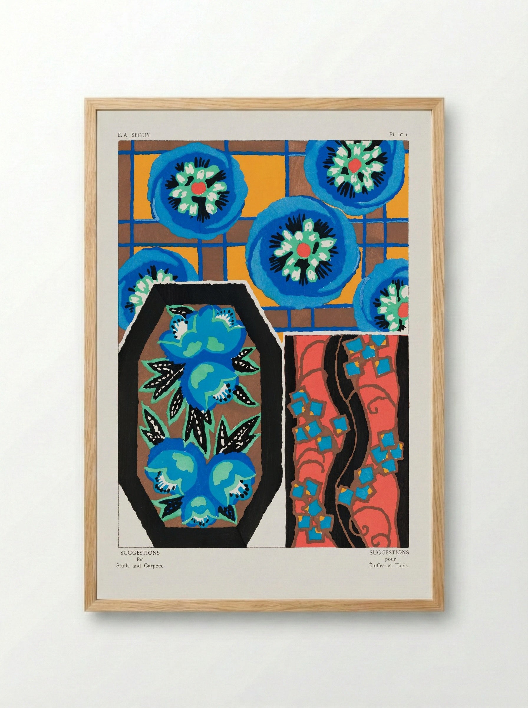 Suggestions for Stuffs and Carpets, Plate 1 - Émile-Allain Séguy - Framed Print Wood