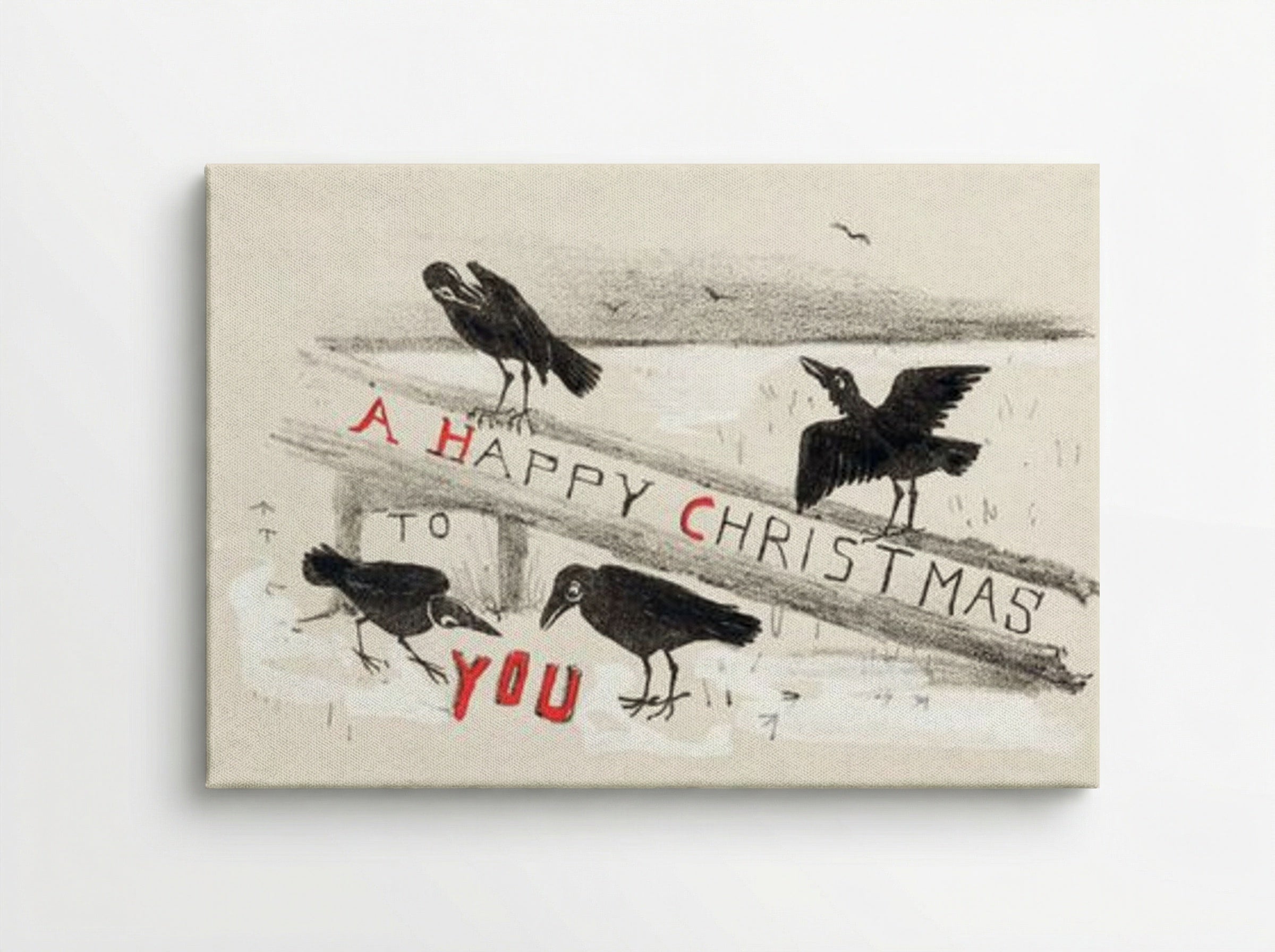 Christmas Card with Four Crows - Theo van Hoytema - Canvas