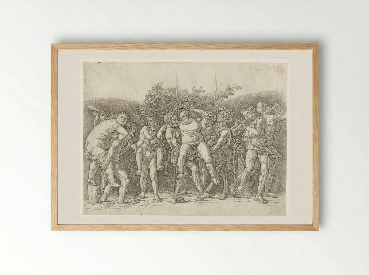 Bacchanaal met Silenus - Andrea Mantegna - Framed Print Wood