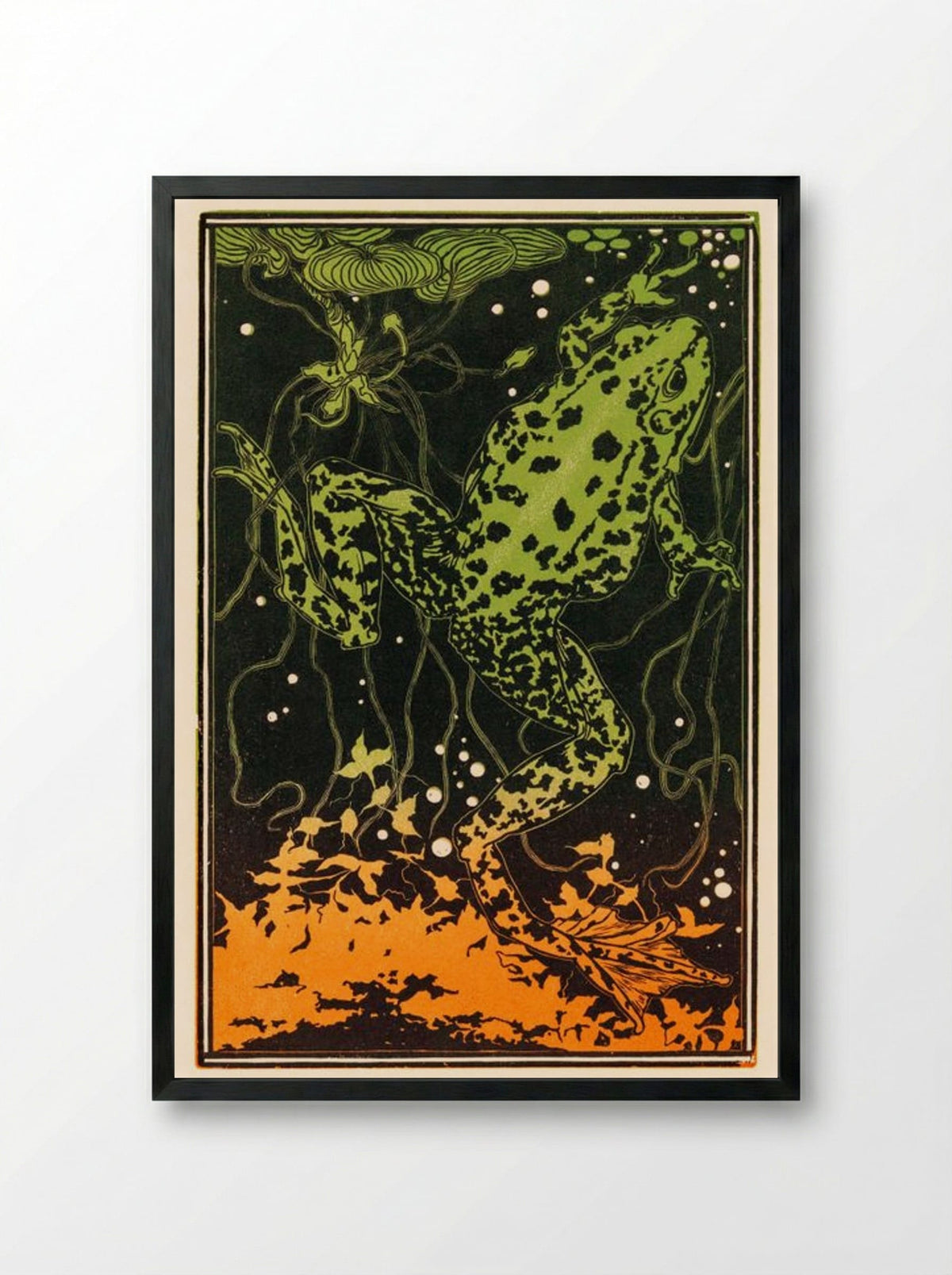 Swimming Frog - Julie de Graag - Framed Print Black