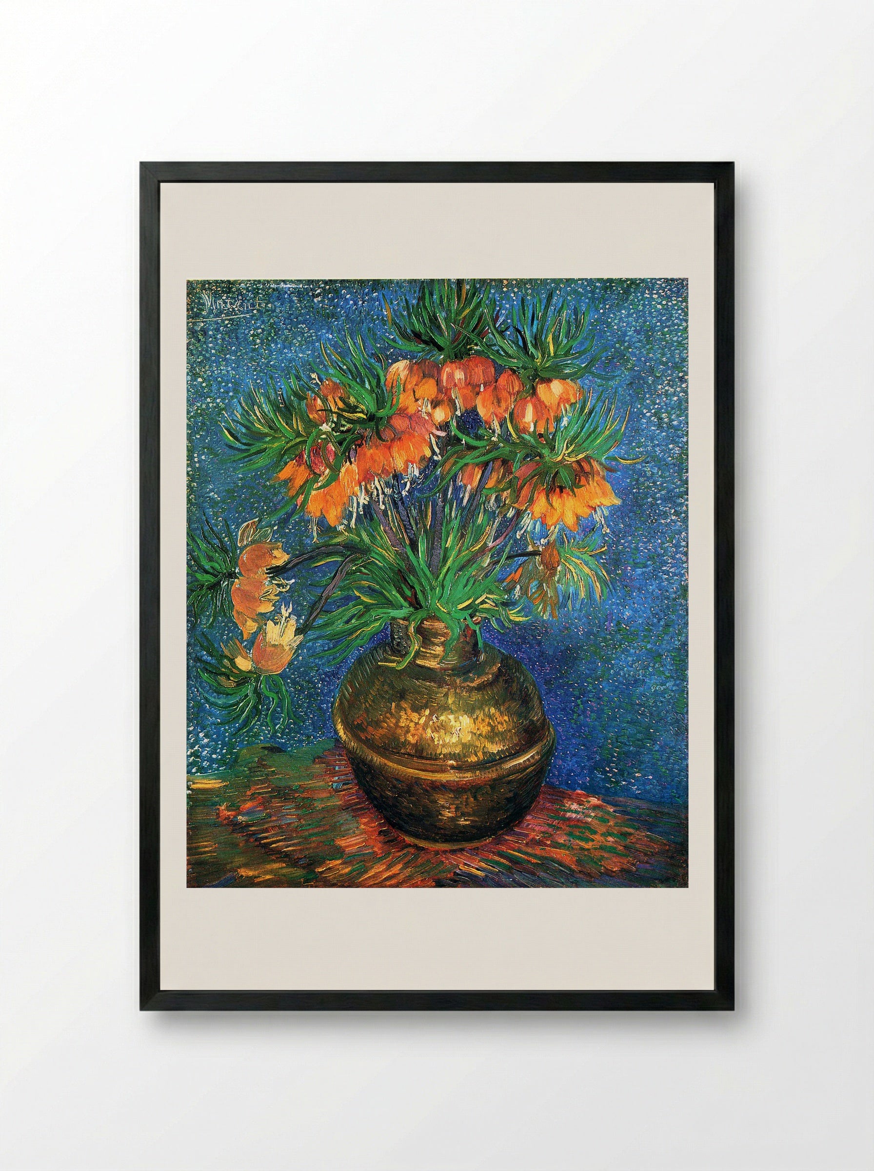 Fritillaries in a Copper Vase - Vincent van Gogh - Framed Print Black