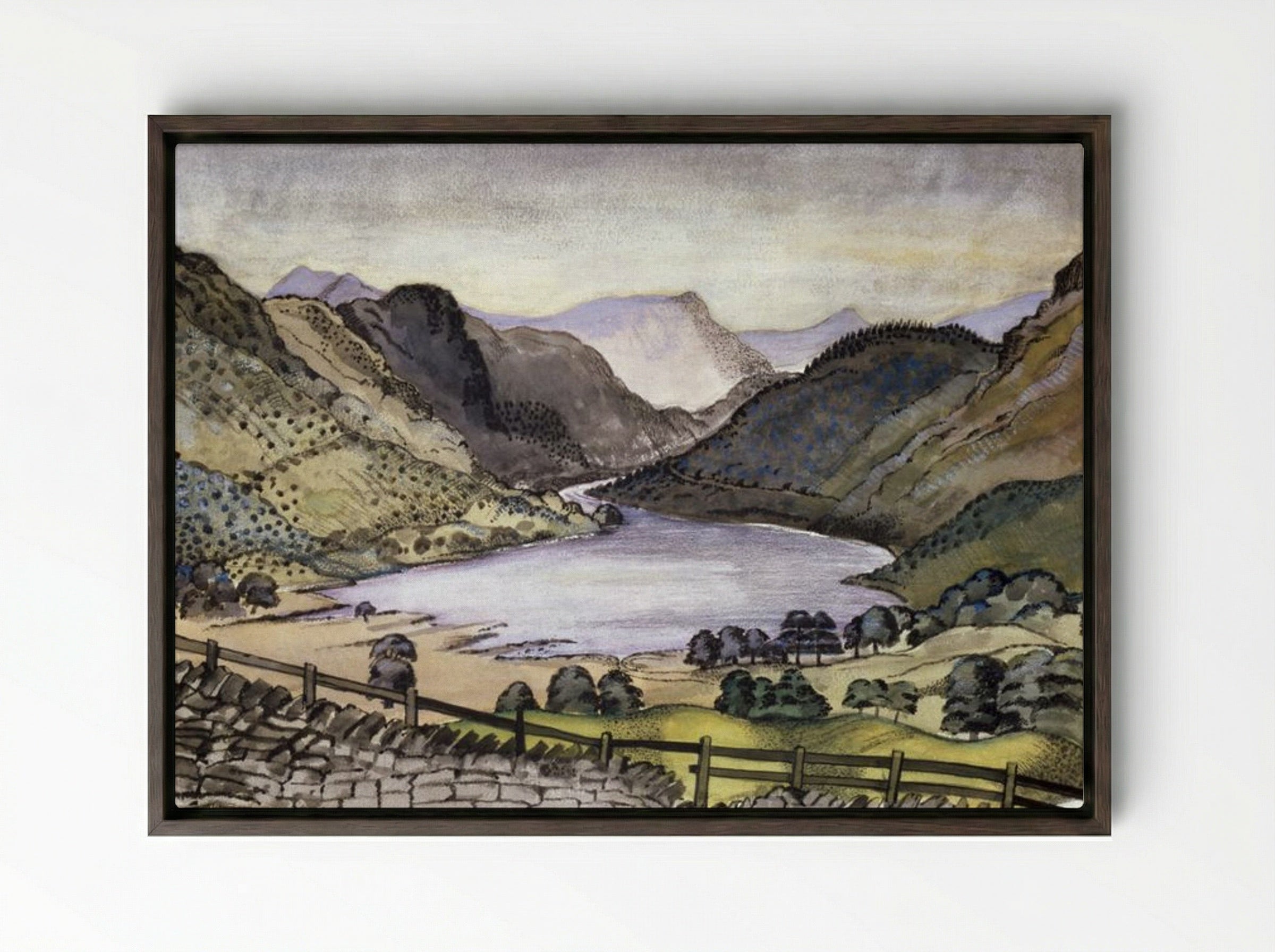 Thirlmere - Paul Nash - Framed Canvas Dark Wood
