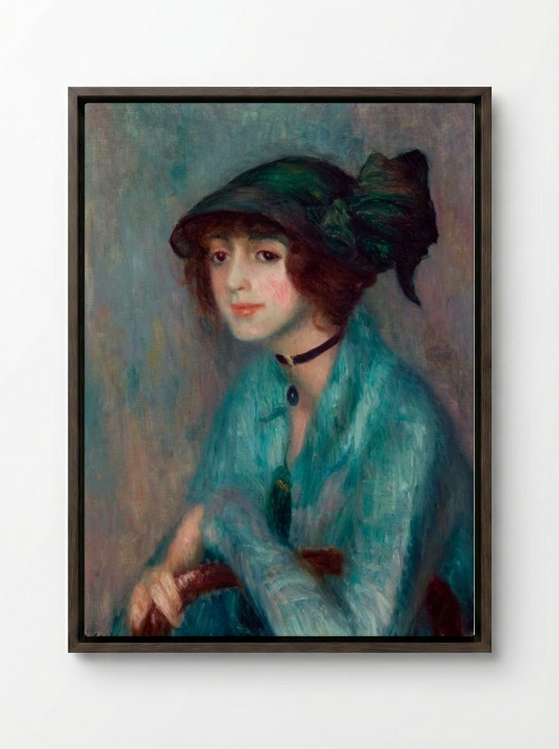 The Brunette - William James Glackens - Framed Canvas Dark Wood