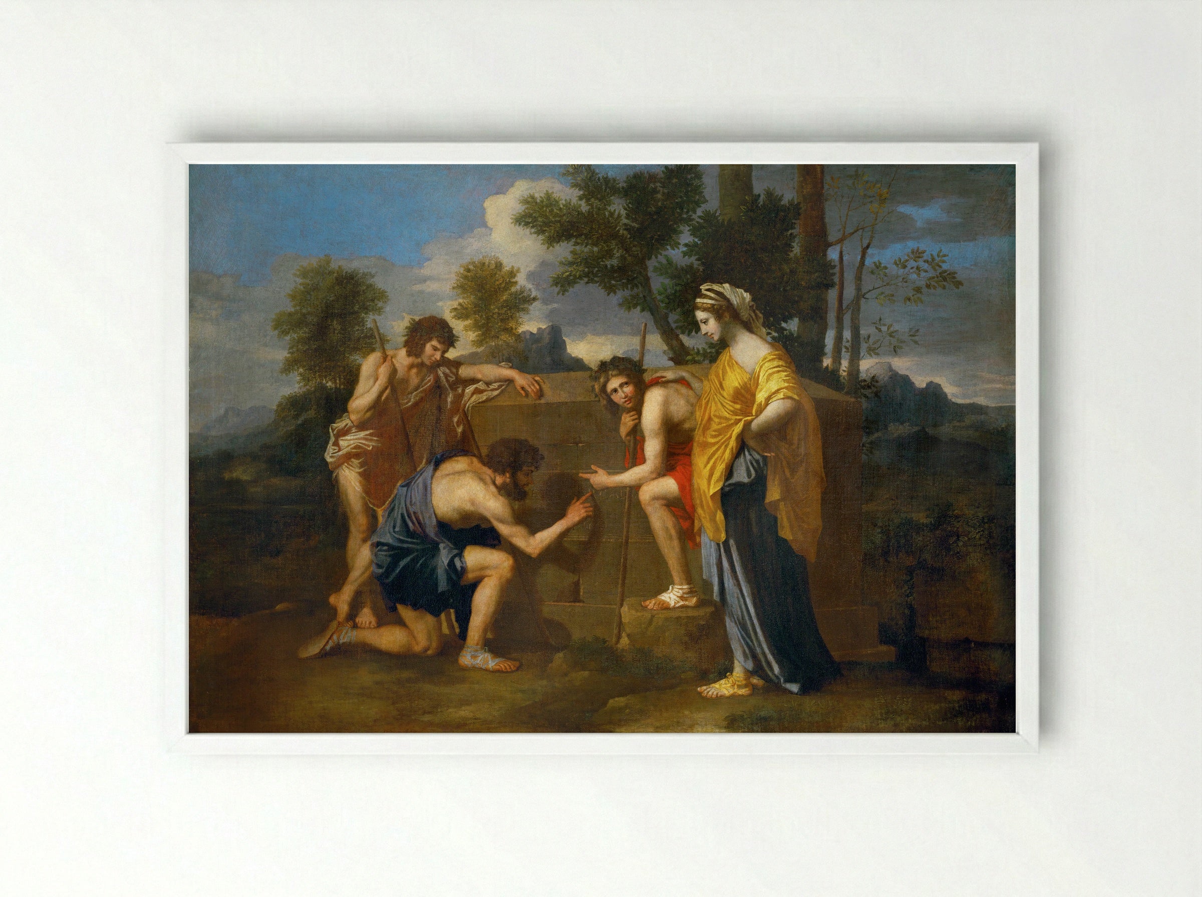 Et in Arcadia ego - Nicolas Poussin - Framed Print White
