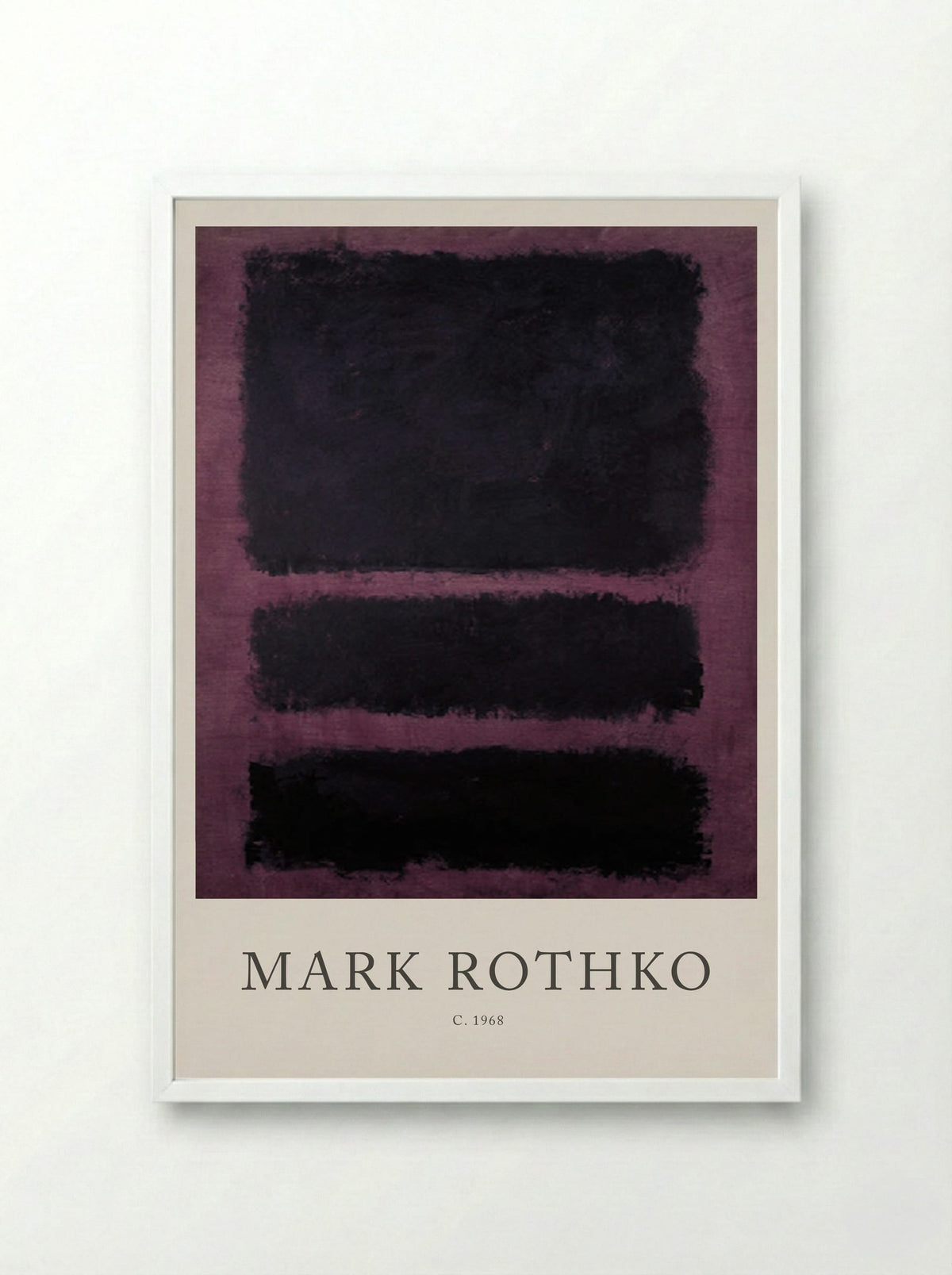 Untitled (Three Black Rectangles on Purple) - Mark Rothko - Framed Print White