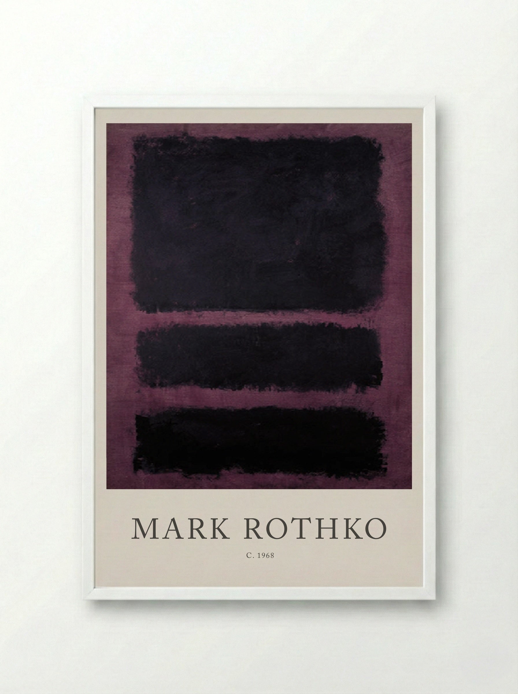 Untitled (Three Black Rectangles on Purple) - Mark Rothko - Framed Print White