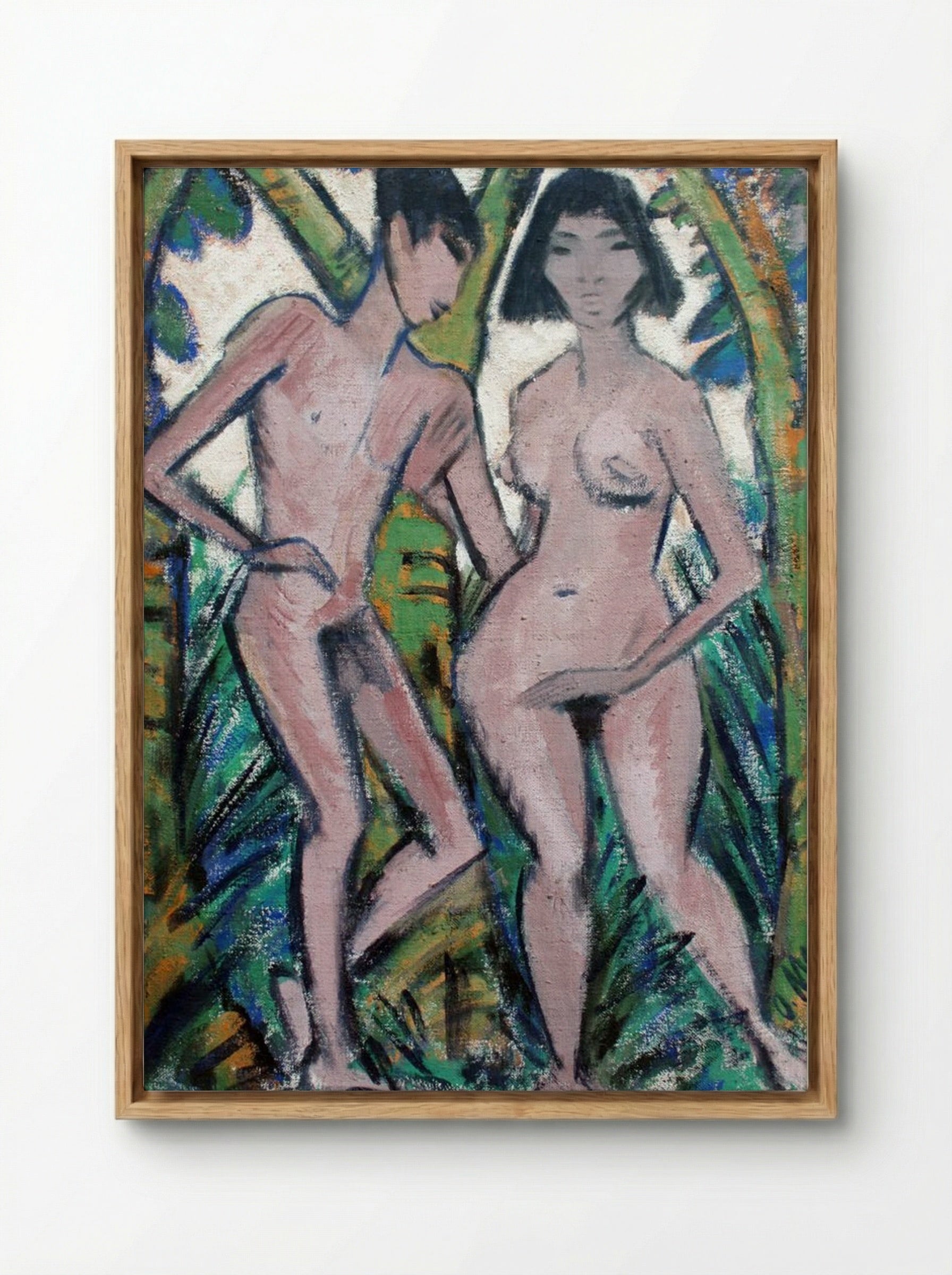 Adam and Eve - Otto Mueller - Framed Canvas Wood