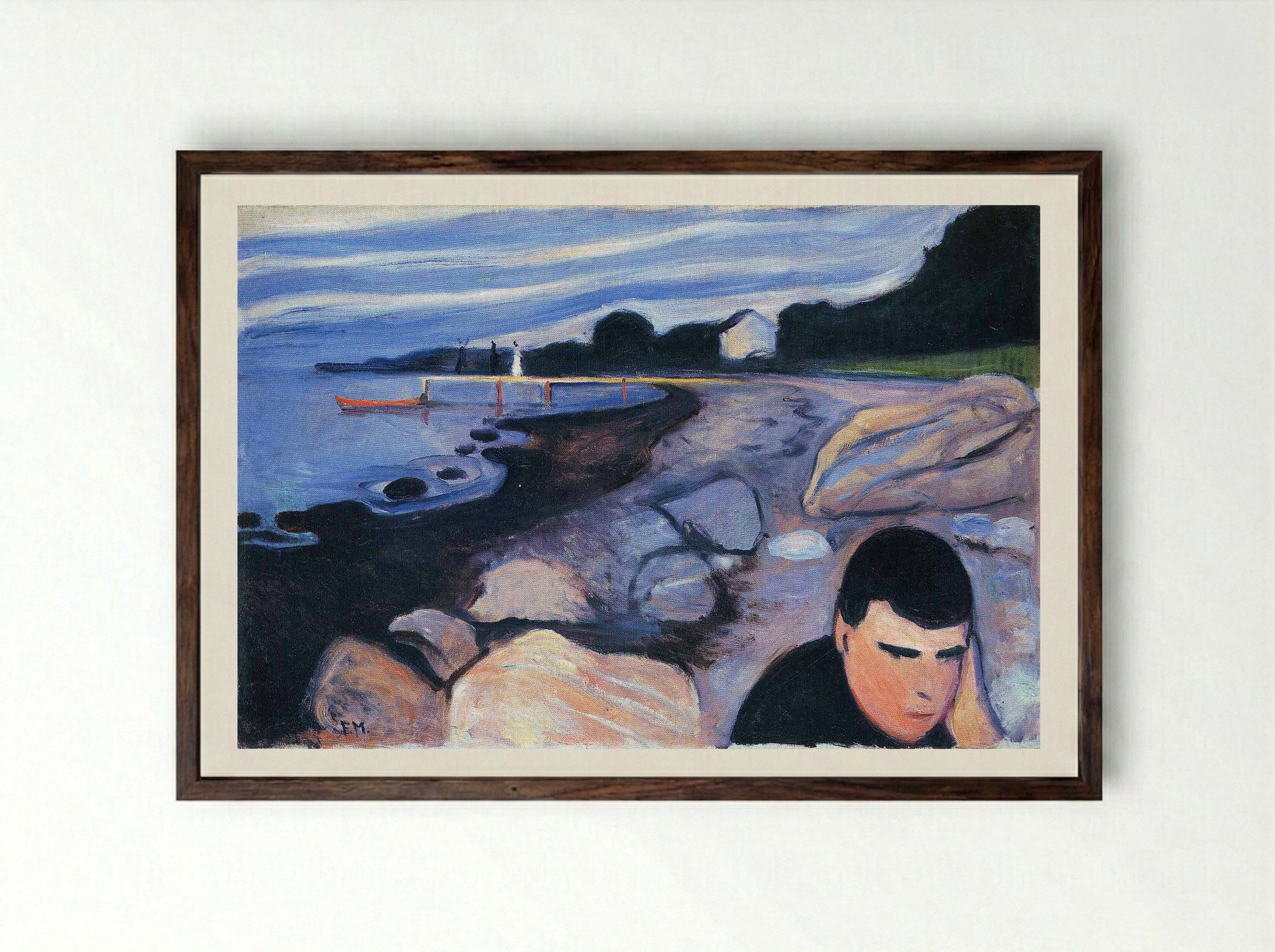 Melancholy - Edvard Munch - Framed Print Dark Wood