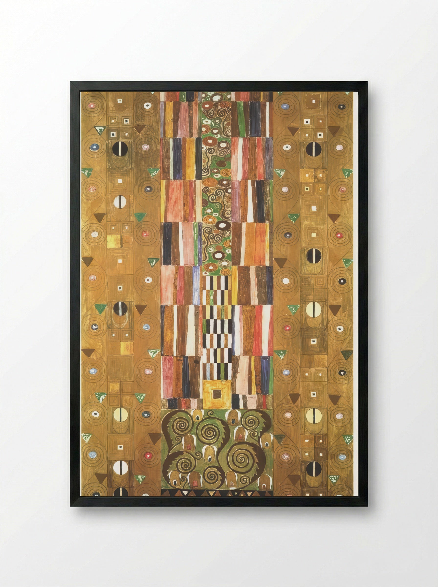 Design for the Stoclet Frieze: The Knight - Gustav Klimt - Framed Print Black
