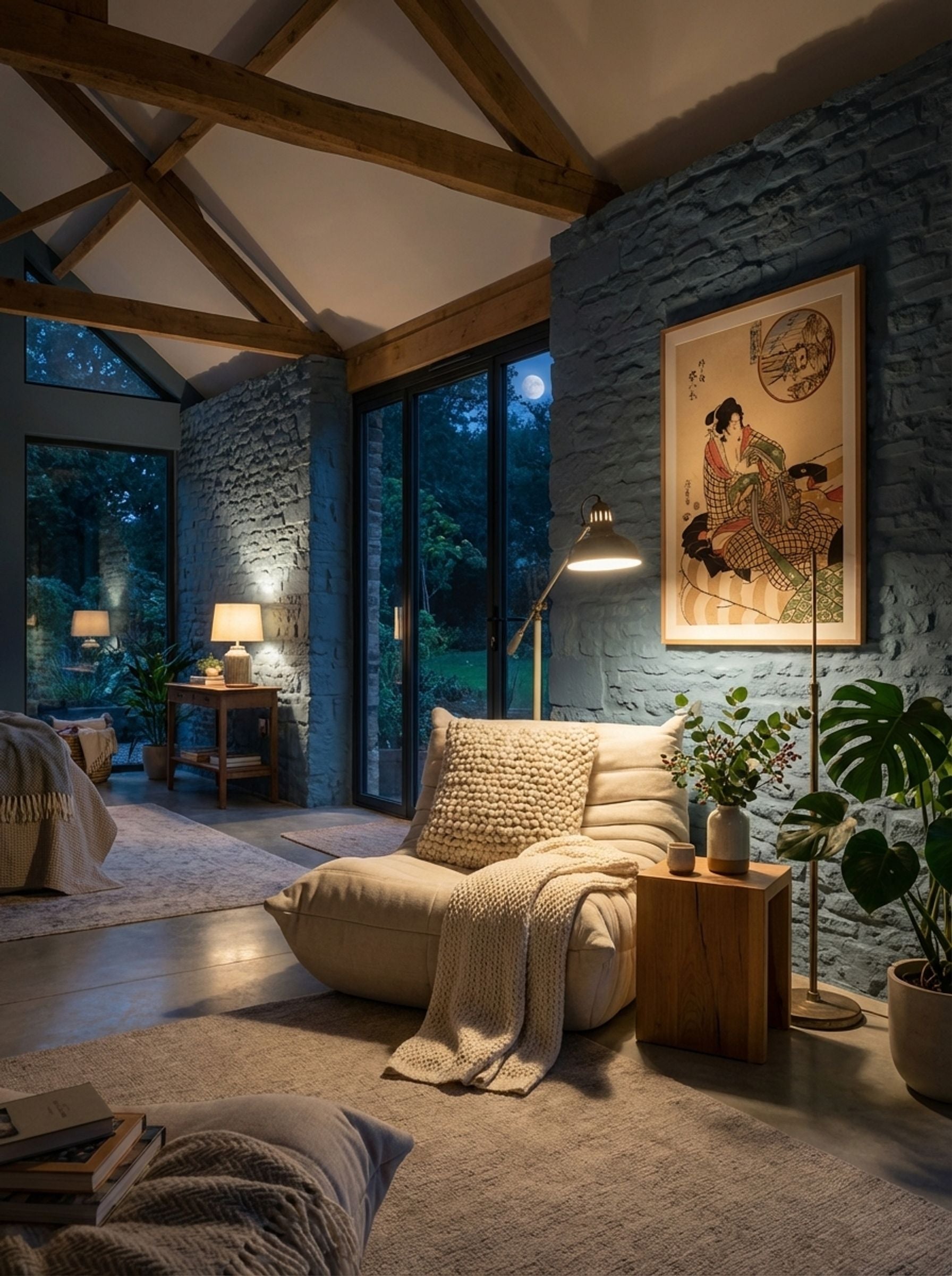 Courtesan Viewing Travellers (Outside and Inside) - Hiroshige - Lifestyle