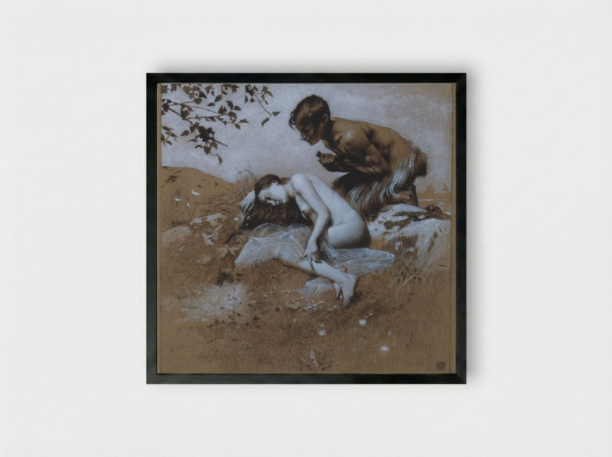 Reproduction template for the leaf for Gerlach's love allegories, New Series, Plate 35 - Koloman Moser - Framed Print Black