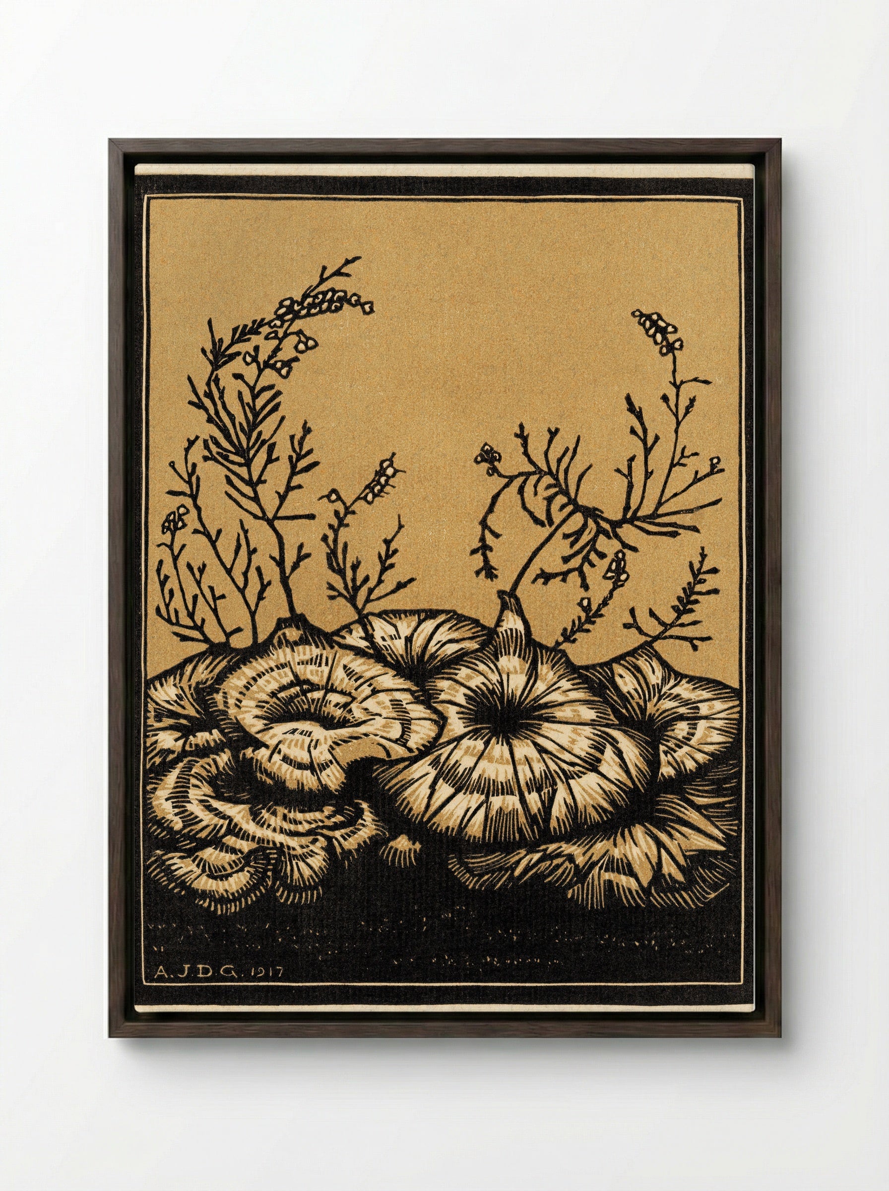 Blossoming Plants - Julie de Graag - Framed Canvas Dark Wood