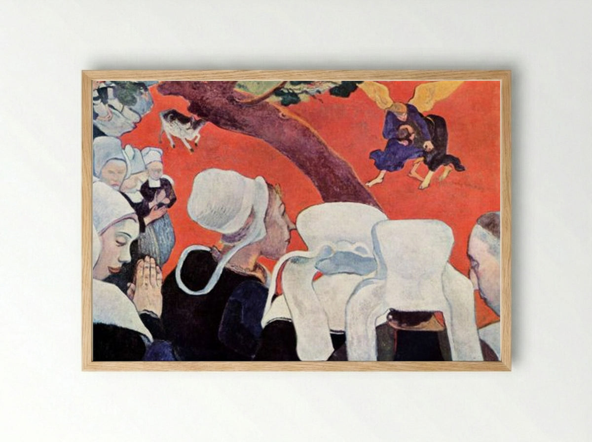 Vision of the Sermon (Jacob Wrestling with the Angel) - Paul Gauguin - Framed Print Wood