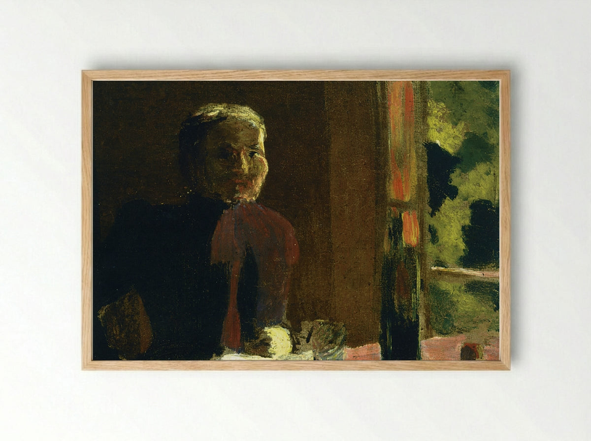 Madame Vuillard at Table - Édouard Vuillard - Framed Print Wood