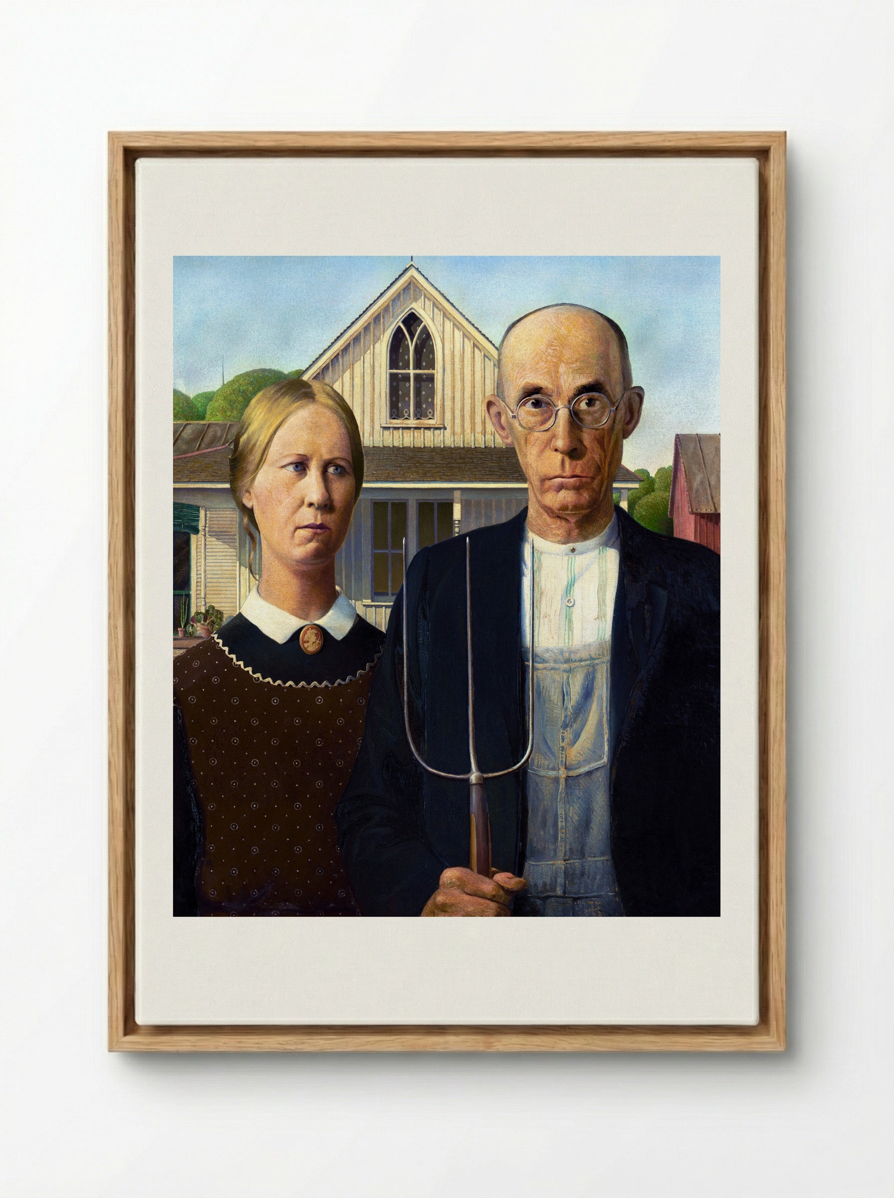 American Gothic - Grant Wood - Framed Canvas Wood