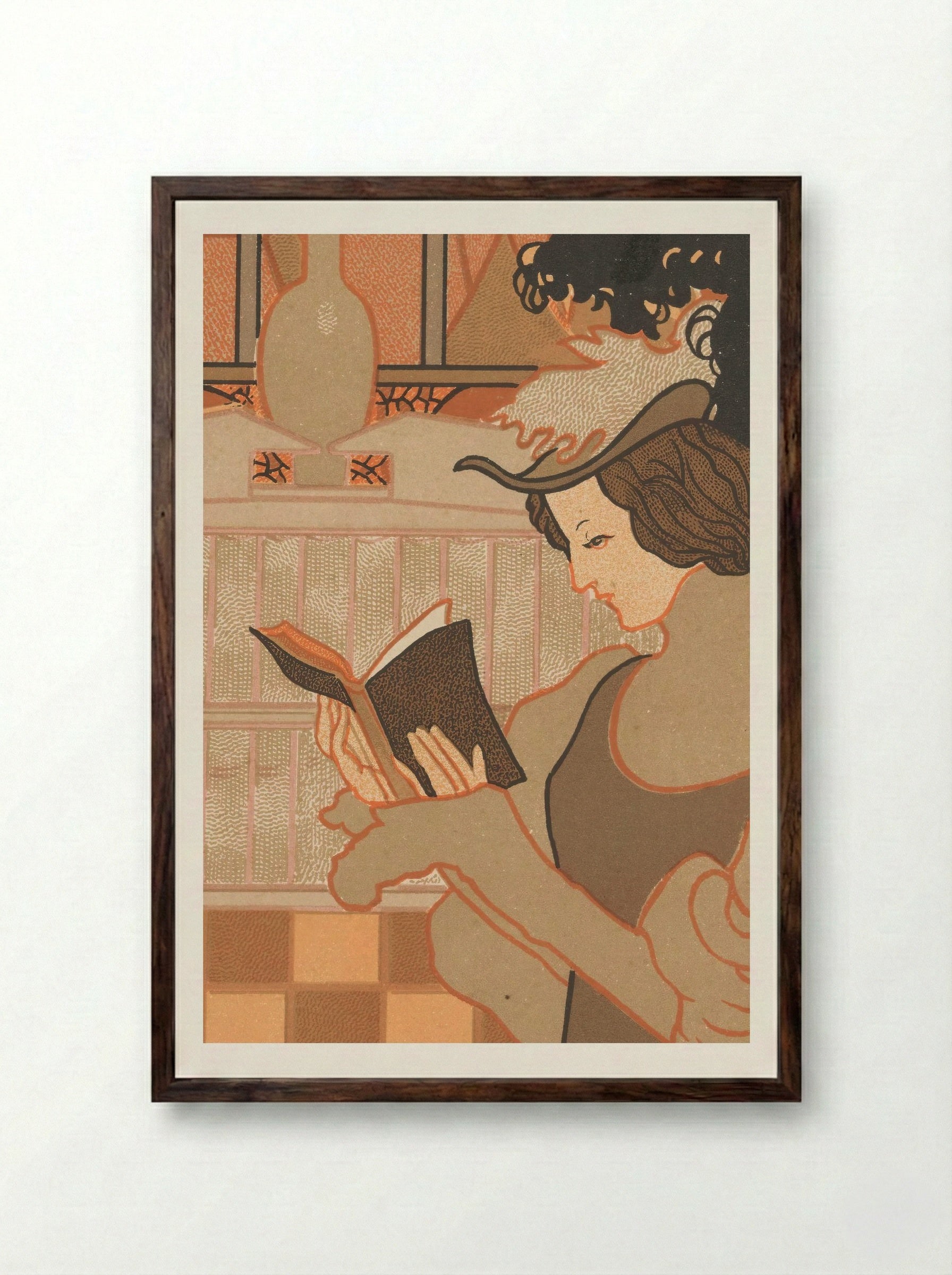 Nieuwjaarswens van Octave Uzanne voor het jaar 1897 - Georges de Feure - Framed Print Dark Wood