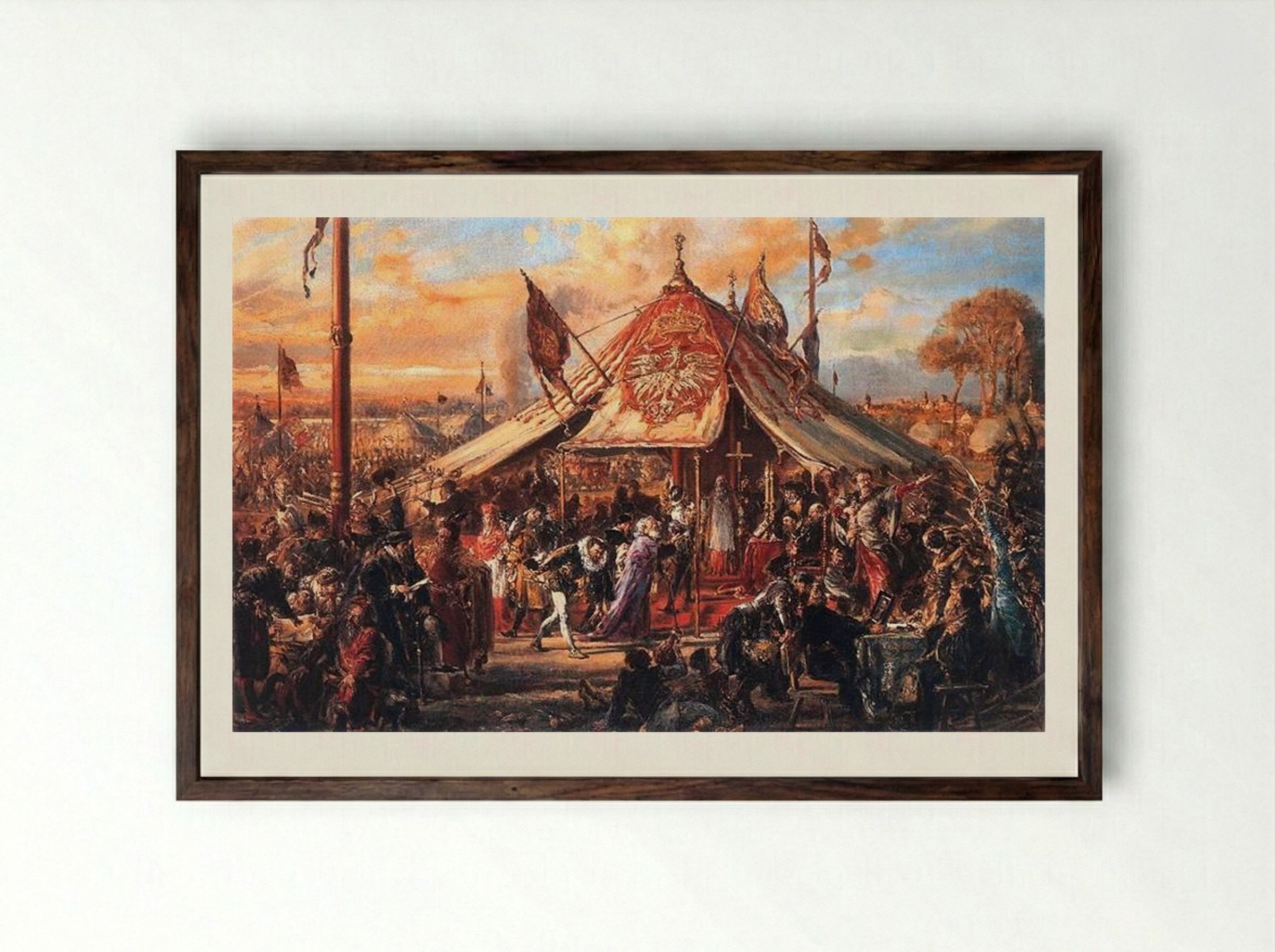 The Republic at Zenith of Power, Golden Liberty, Election A.D. 1573 - Jan Matejko - Framed Print Dark Wood