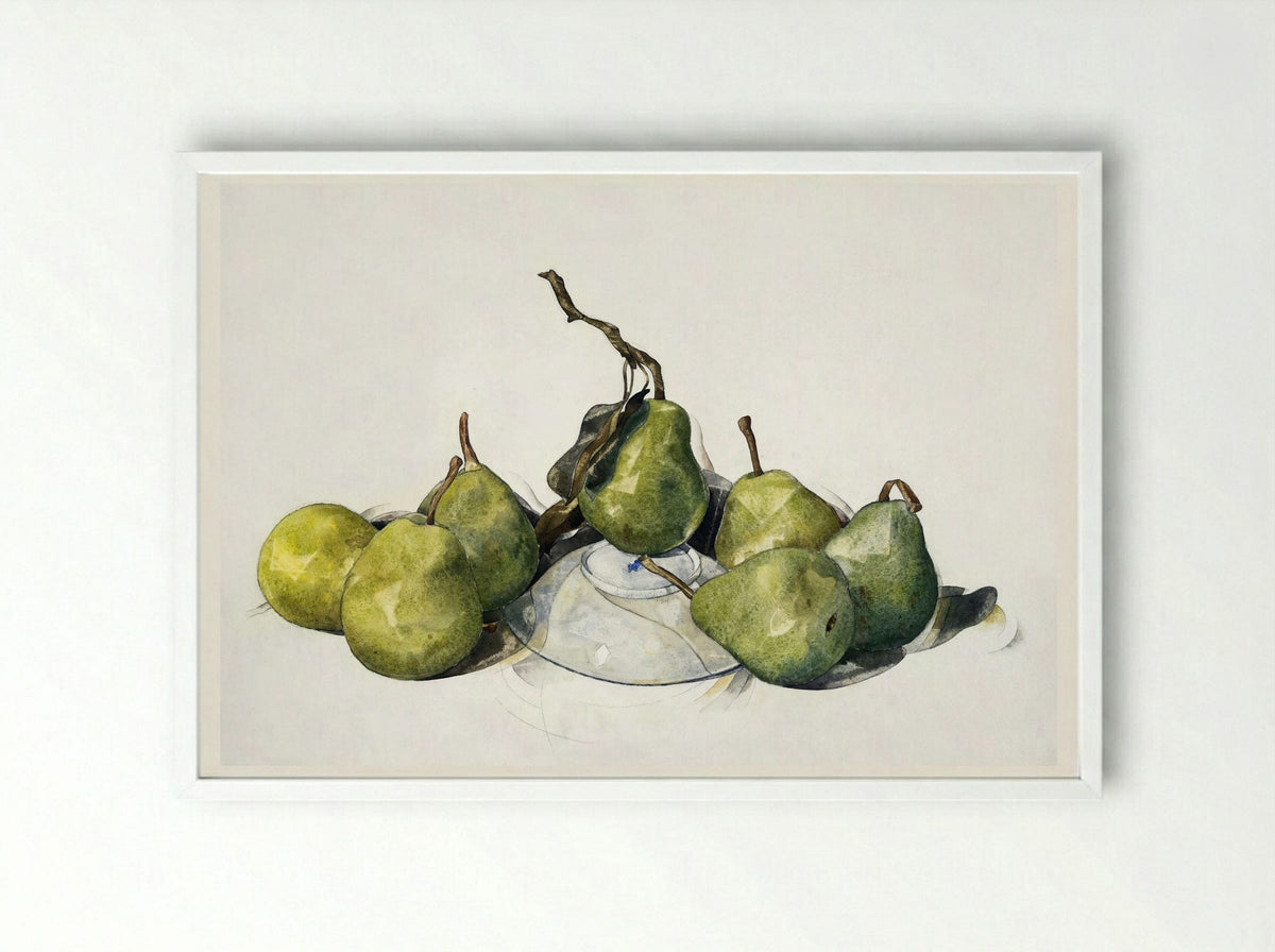 Green Pears - Charles Demuth - Framed Print White