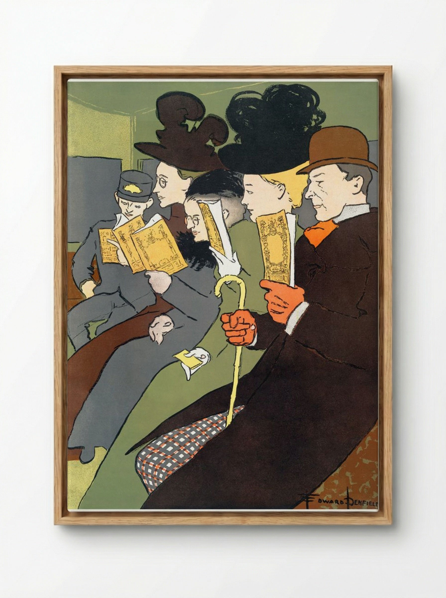 People Reading Books - Edward Penfield - Framed Canvas Wood