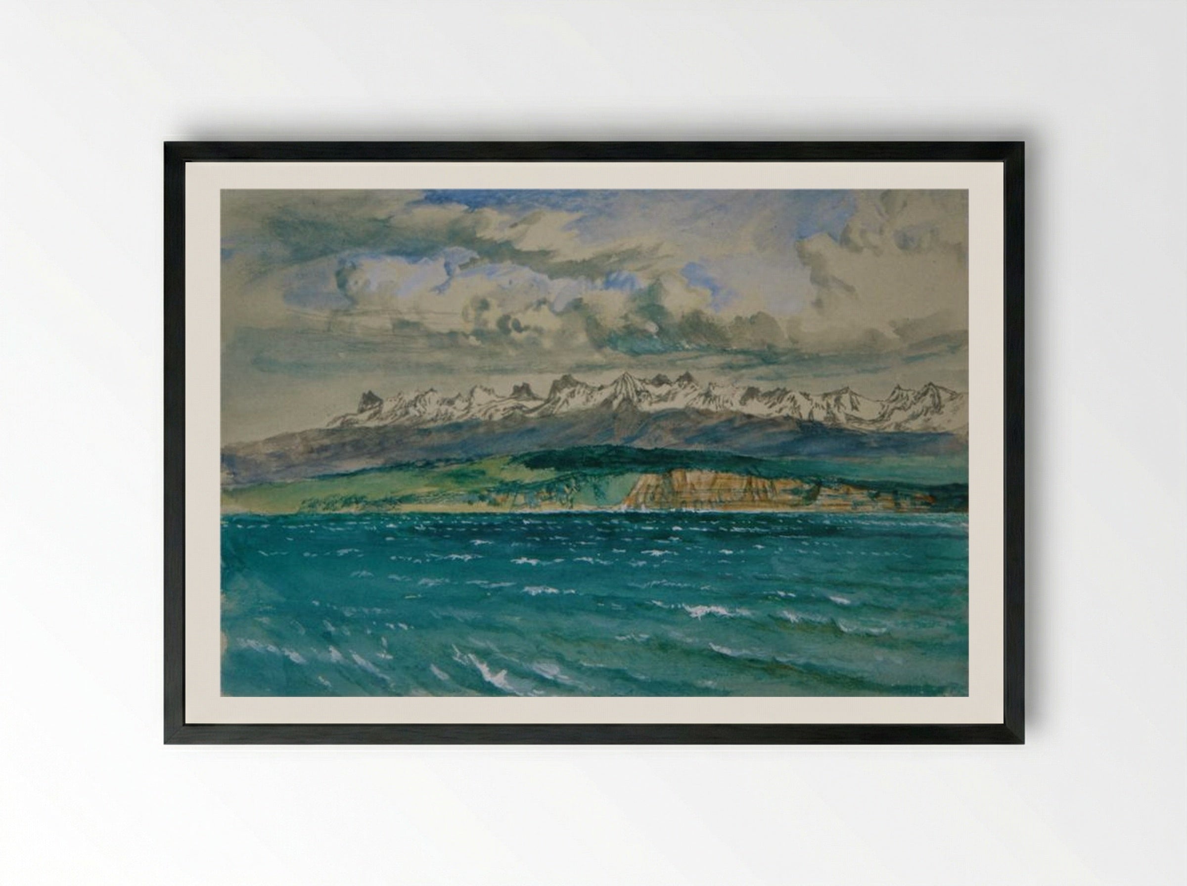 Afternoon in Spring, with South Wind, at Neuchatel - John Ruskin - Framed Print Black