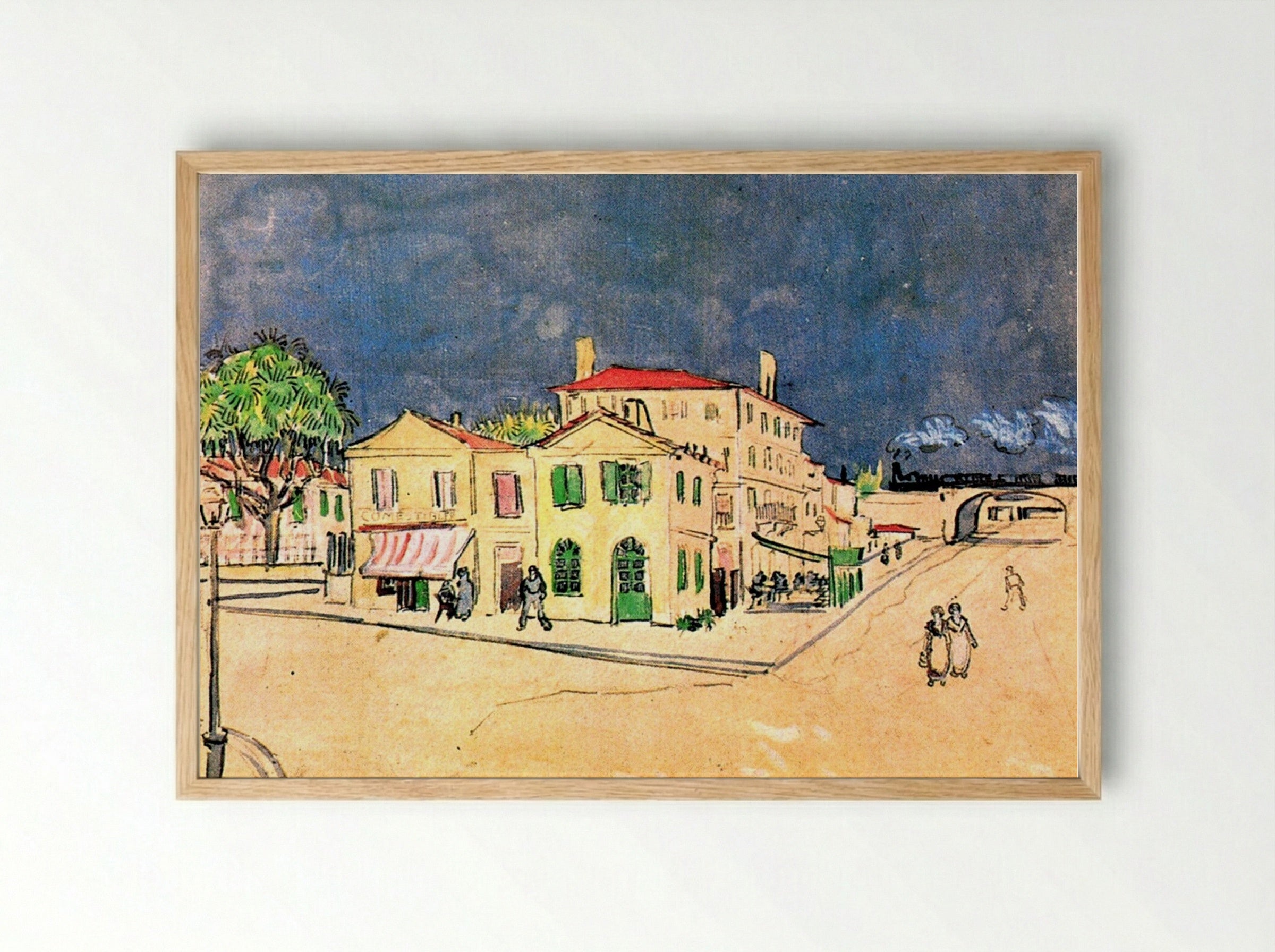 The Yellow House (Vincent's House in Arles) - Vincent van Gogh - Framed Print Wood