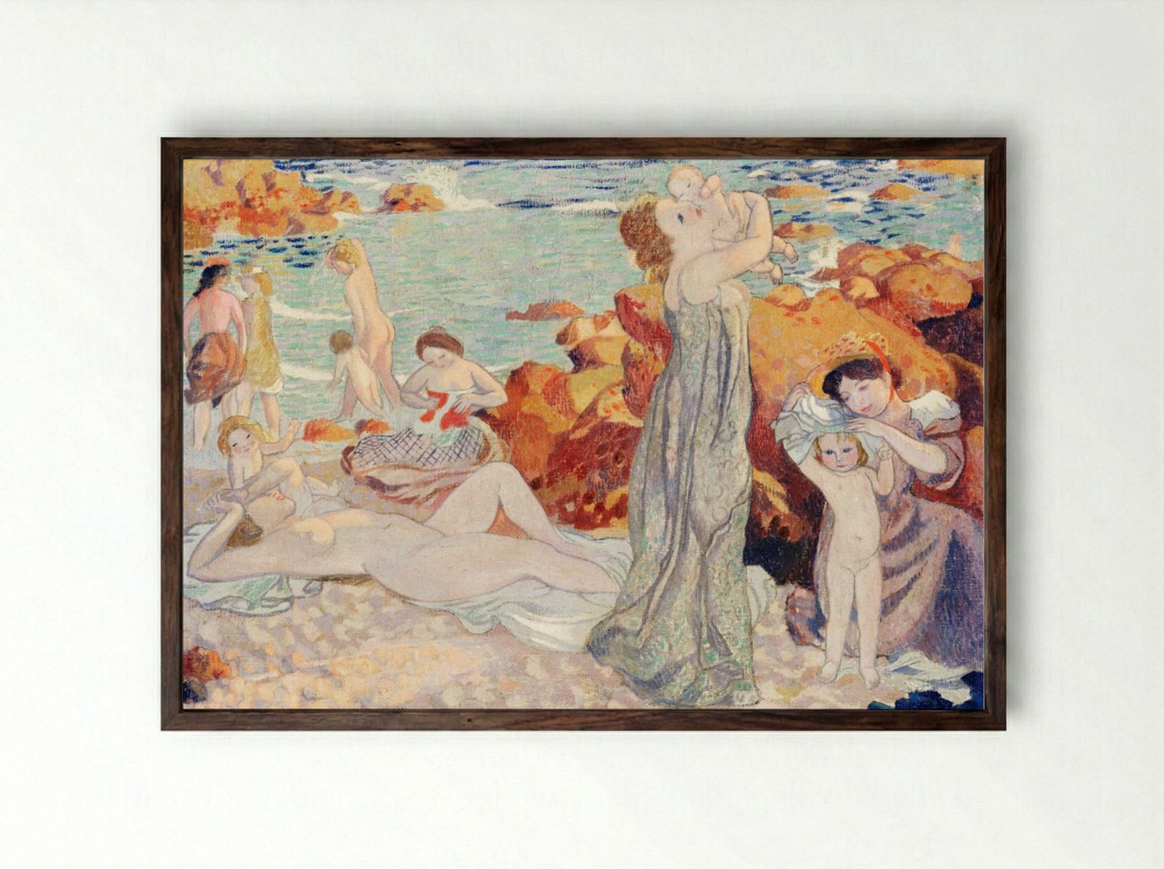 Bathers, Pouldu Beach - Maurice Denis - Framed Print Dark Wood