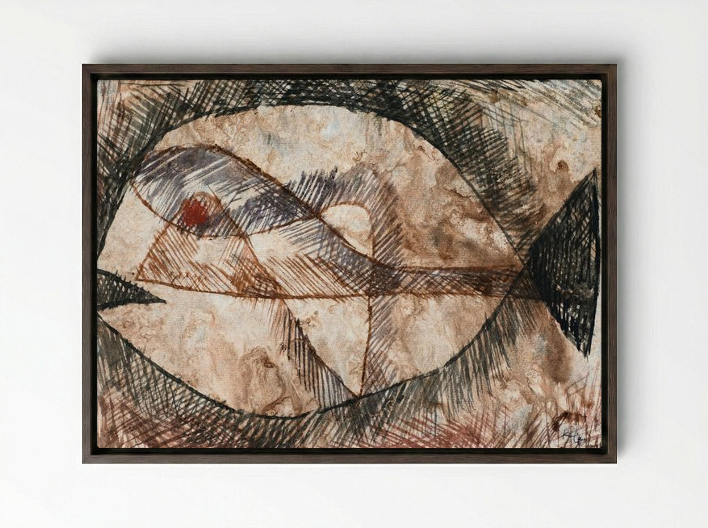Fisch - Paul Klee - Framed Canvas Dark Wood