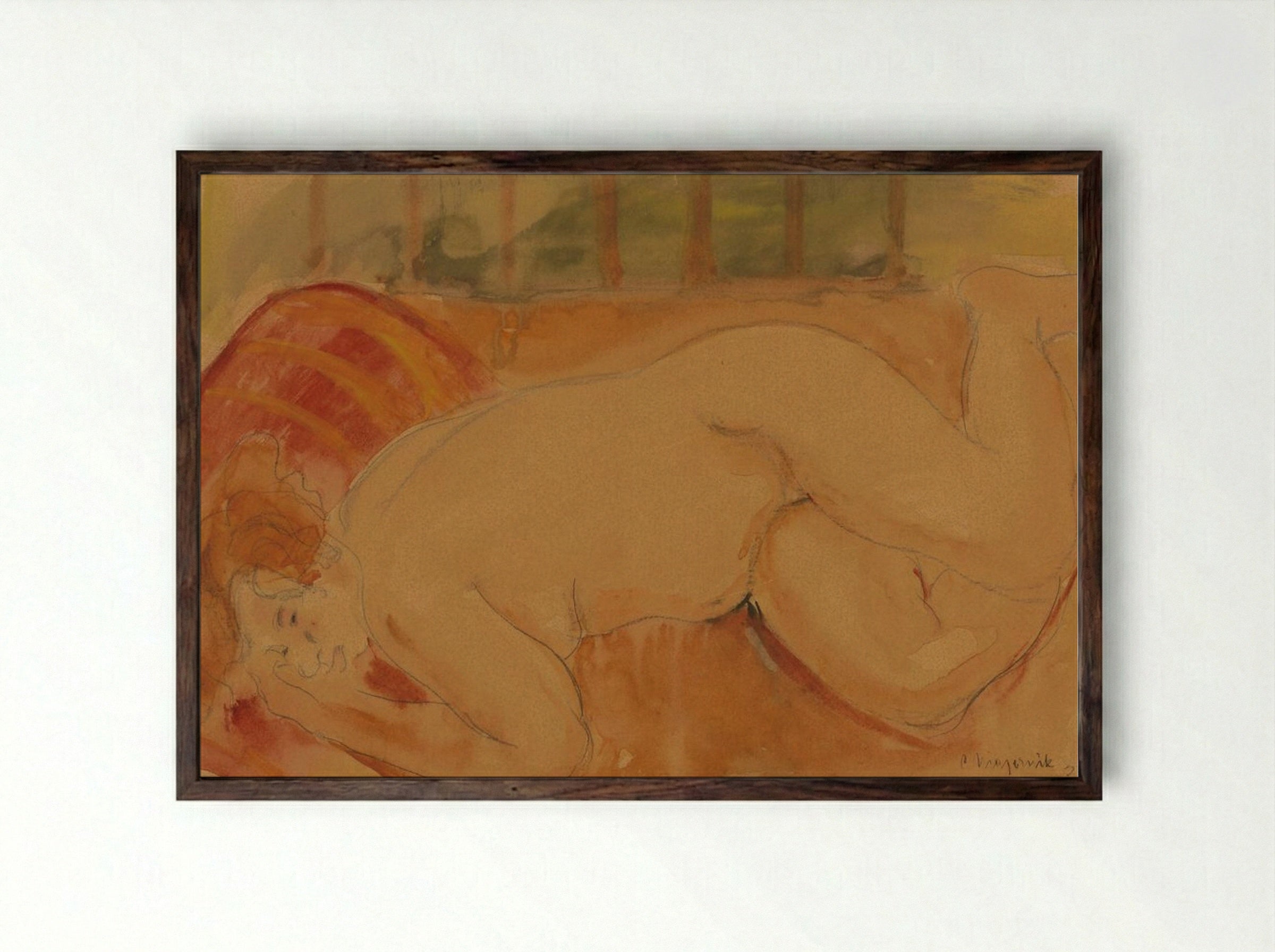 Reclining Nude - Cyprián Majerník - Framed Print Dark Wood
