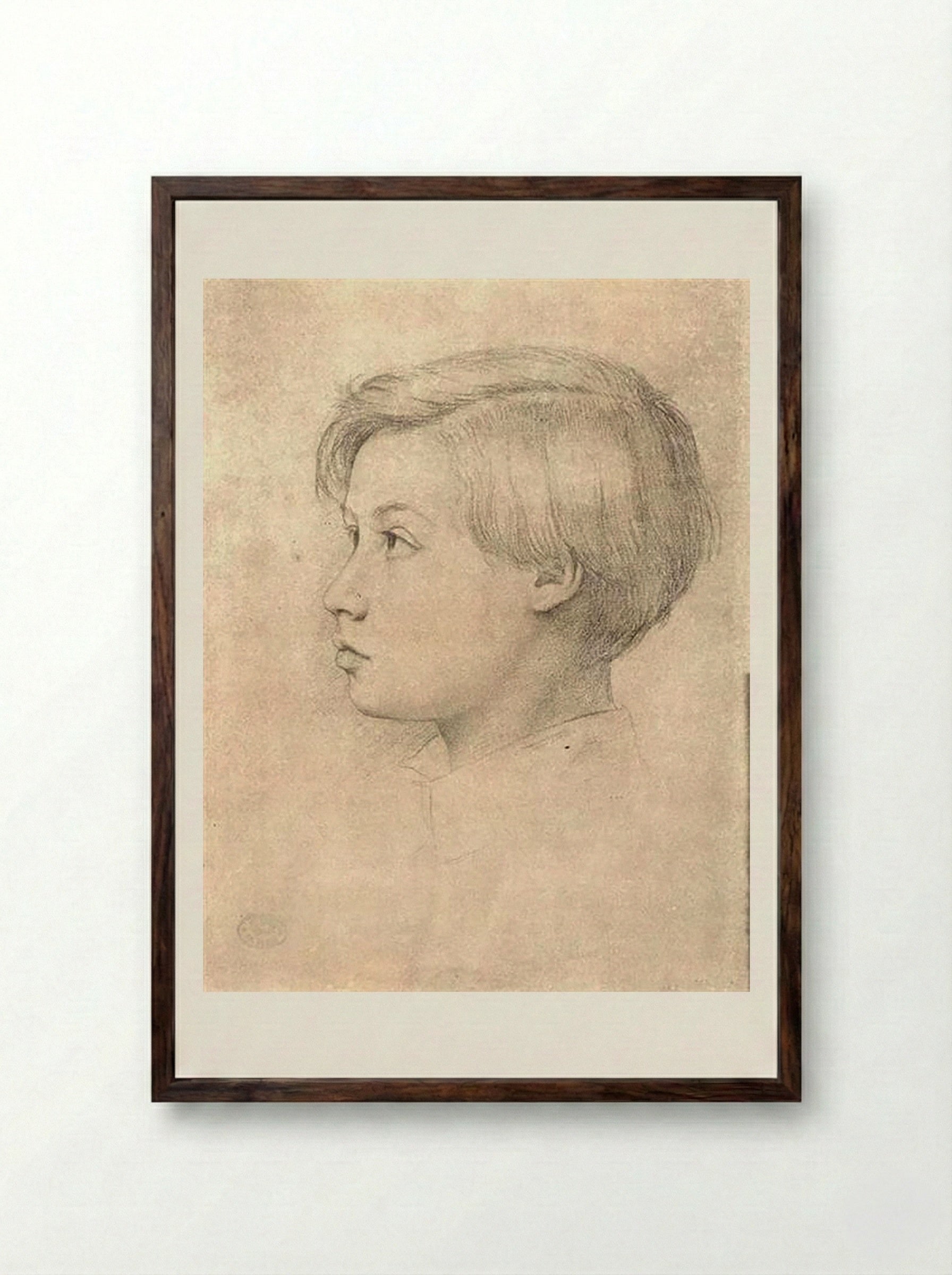 Portrait of René de Gas - Edgar Degas - Framed Print Dark Wood