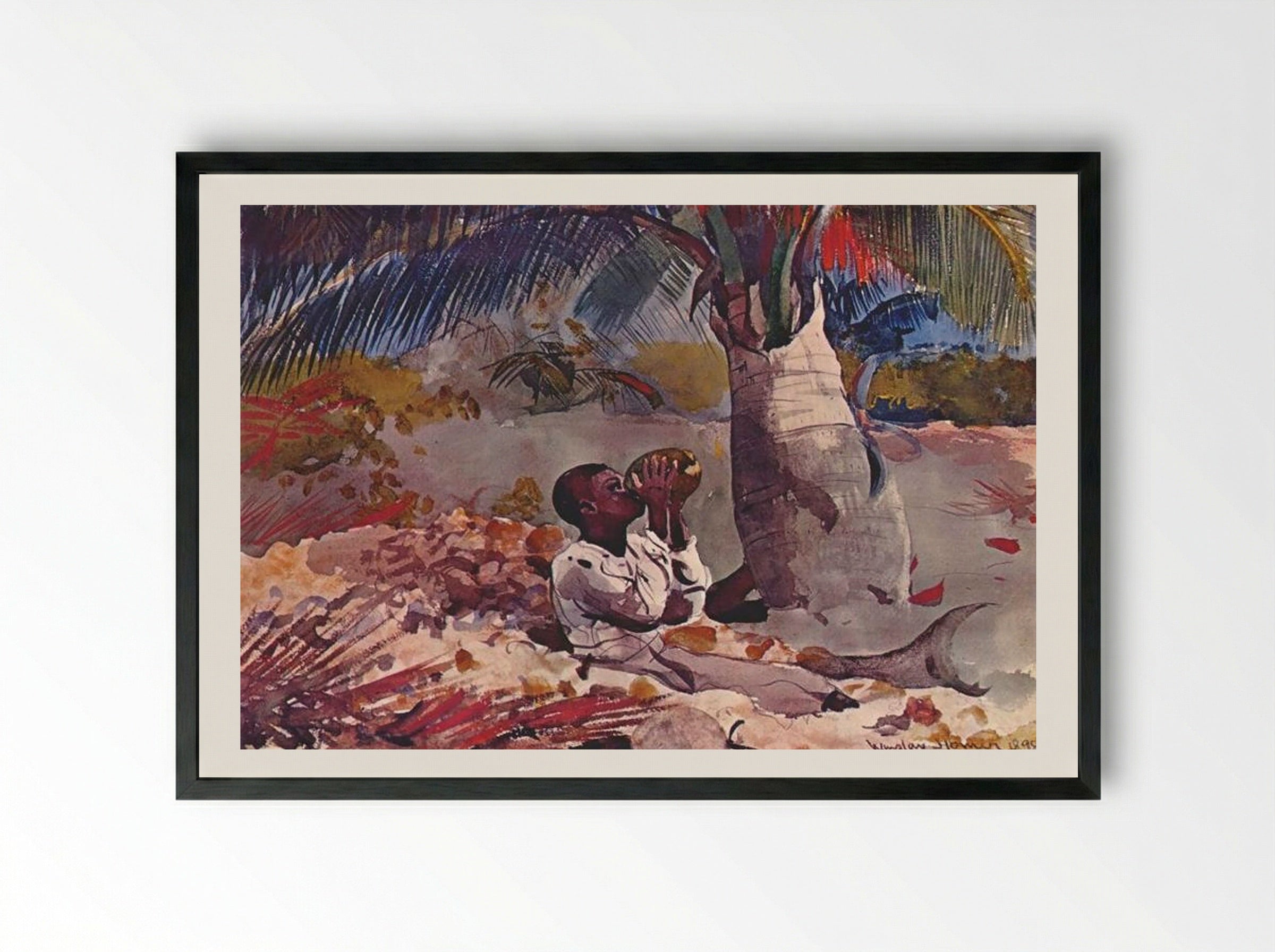Under the Coco Palm - Winslow Homer - Framed Print Black